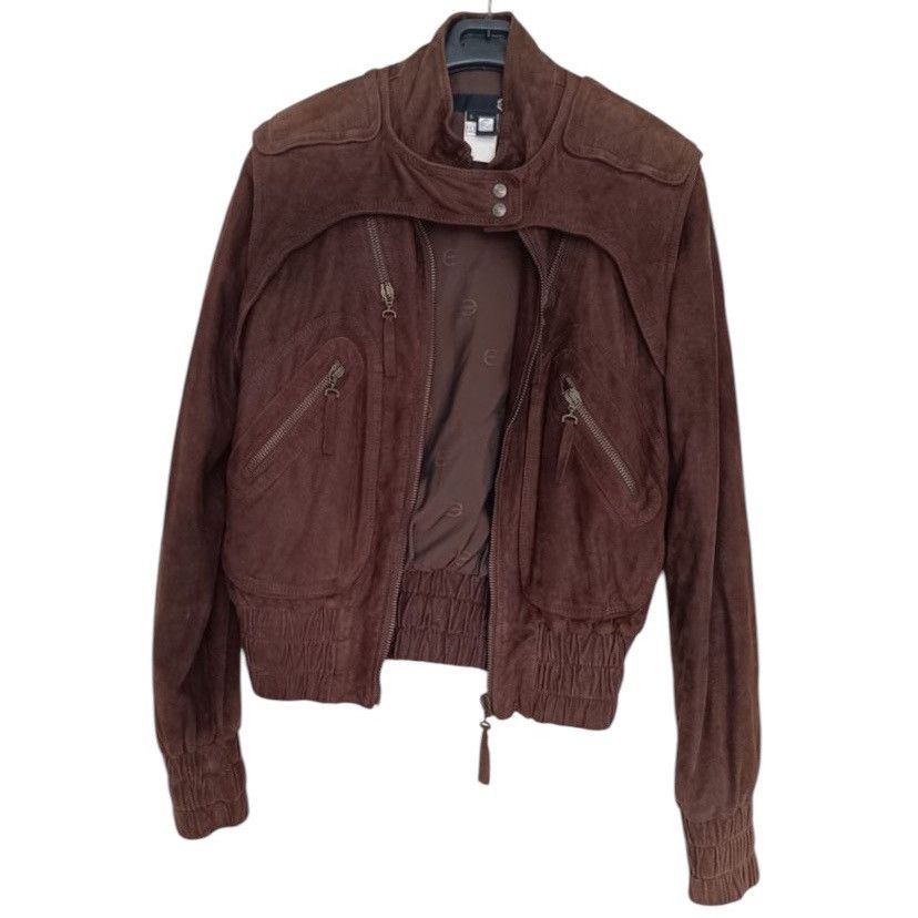 🧿suede leather bomber jacket brown