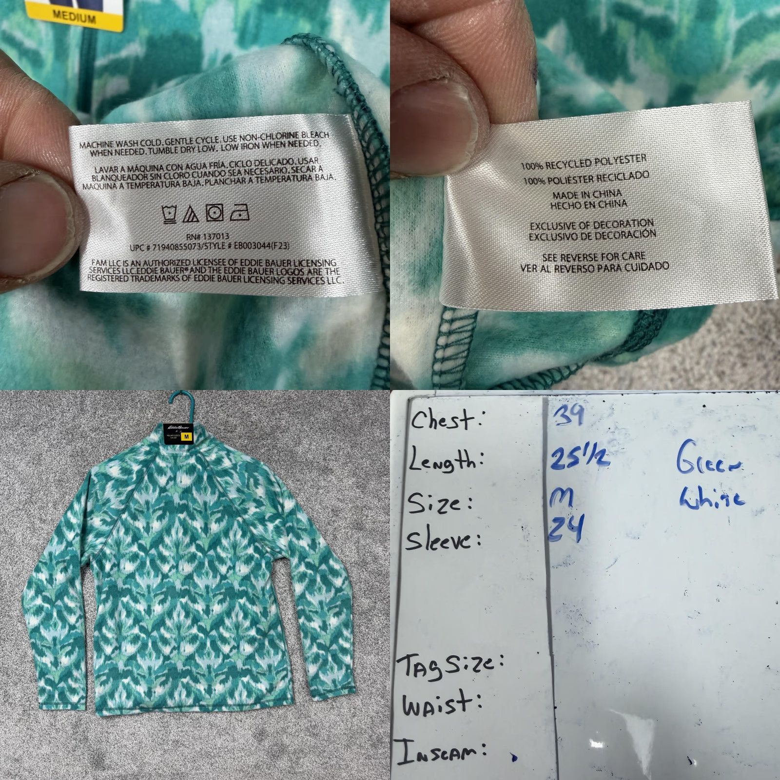 Eddie Bauer Eddie Bauer Polar Fleece 1/4 Zip Jacket Womens M Green Ikat NWT Gorpcore Hiking Size M / US 6-8 / IT 42-44 - 8 Thumbnail