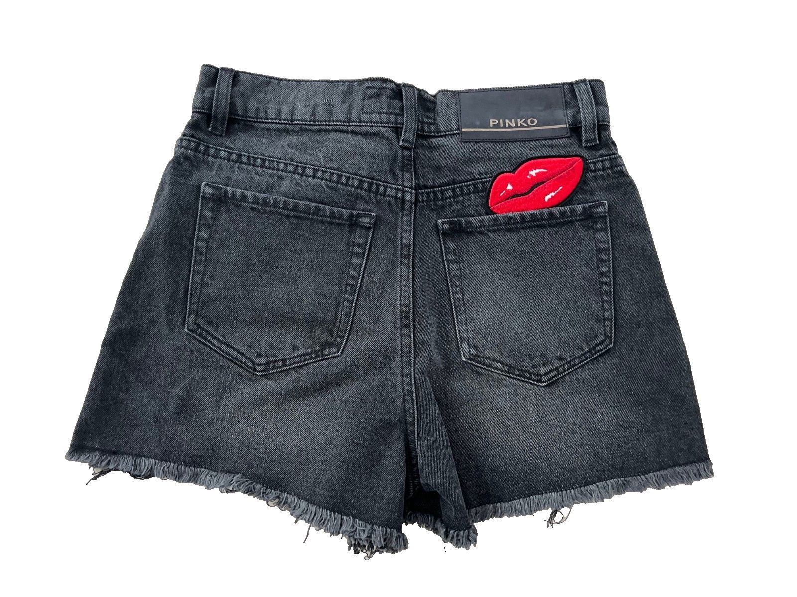 Pinko Pinko Black Limousine Gina Denim Shorts Sequin Lips ( 26 ) Size 26" / US 2 / IT 38 - 5 Thumbnail