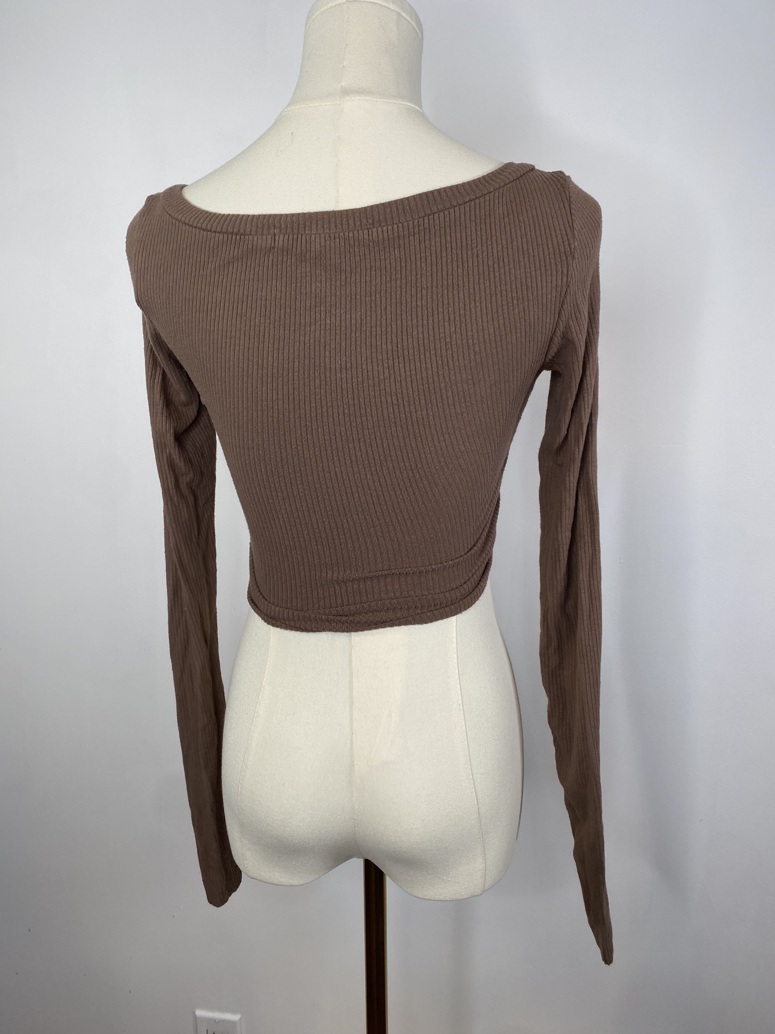 Vintage My Mum Made It - Brown Knit Cropped Cardigan Size XS / US 0-2 / IT 36-38 - 5 Thumbnail