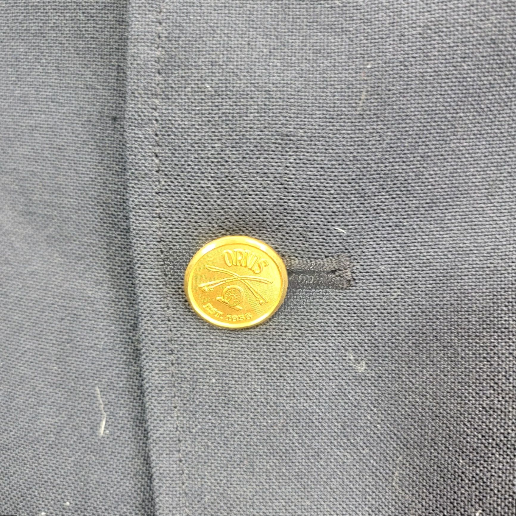 Orvis VINTAGE Orvis Blazer Sport Coat Jacket Mens 44R Blue Wool Gold Metal 3 Button VTG USA Size 44R - 4 Thumbnail