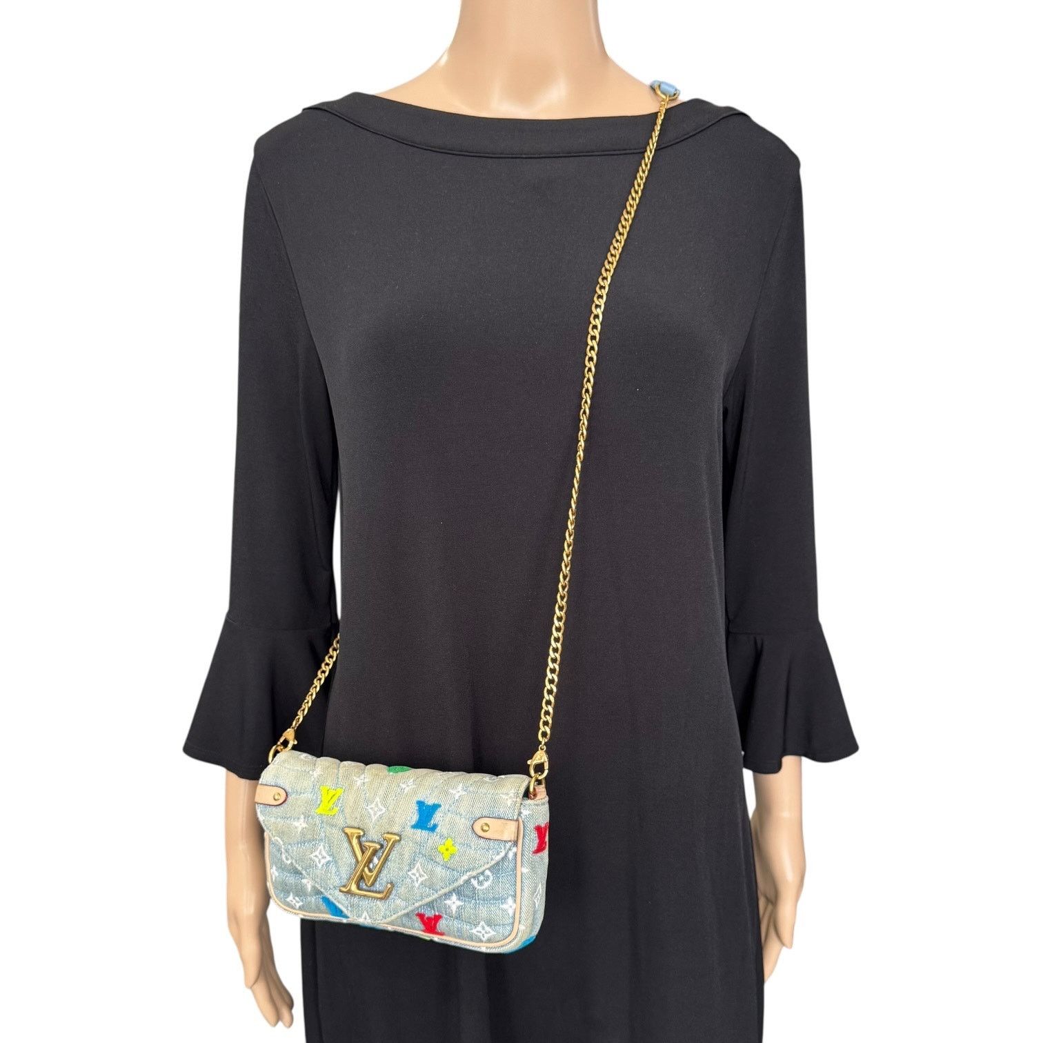 Louis Vuitton Louis Vuitton Monogram Denim New Wave Chain Pochette Size ONE SIZE - 3 Thumbnail