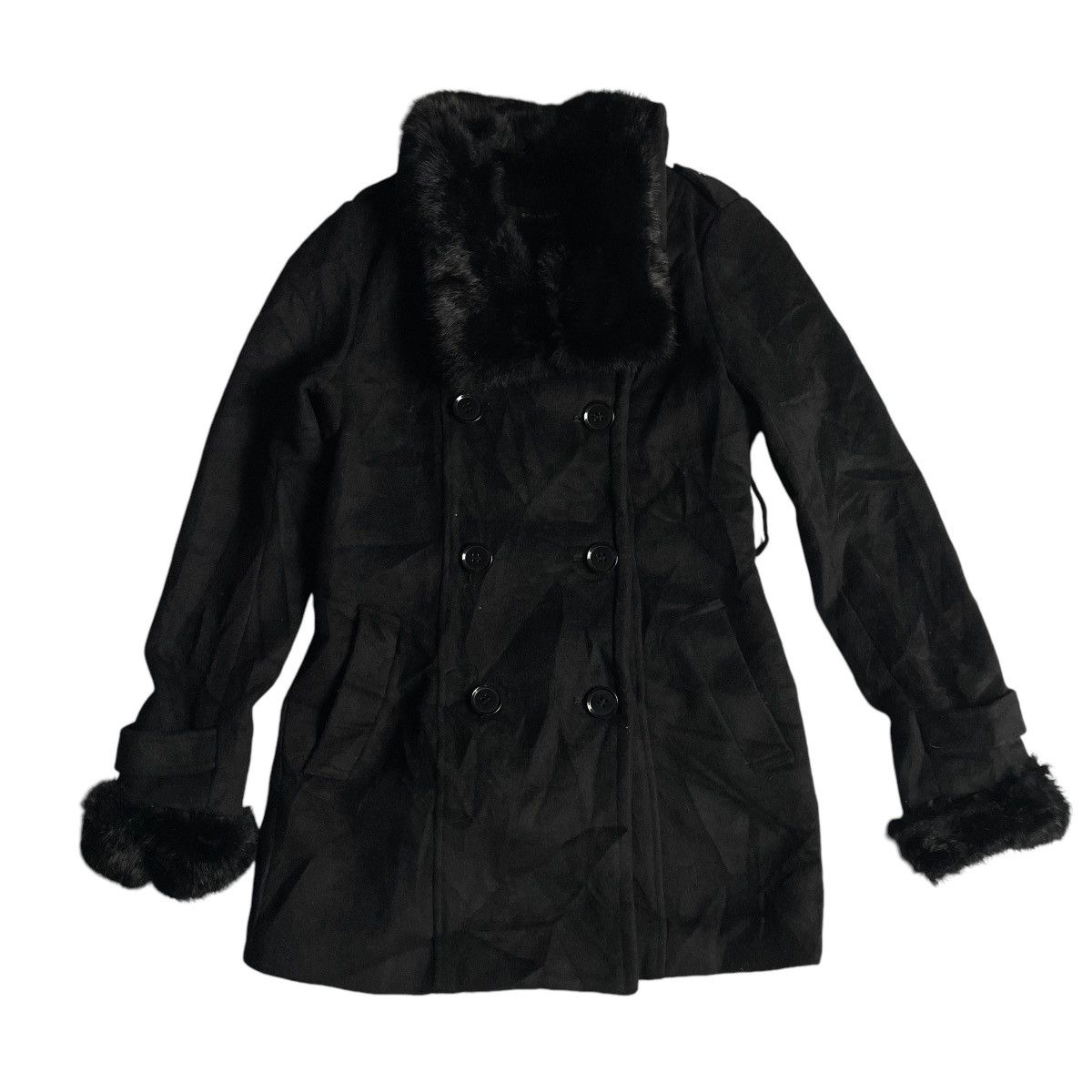 If Six Was Nine × Japanese Brand × Le Grande Bleu (L.G.B.) 🇯🇵 SPIRAL GIRL LINED FUR BUTTON UP WOOL HEAVY COAT JACKET Size S / US 4 / IT 40 - 2 Thumbnail