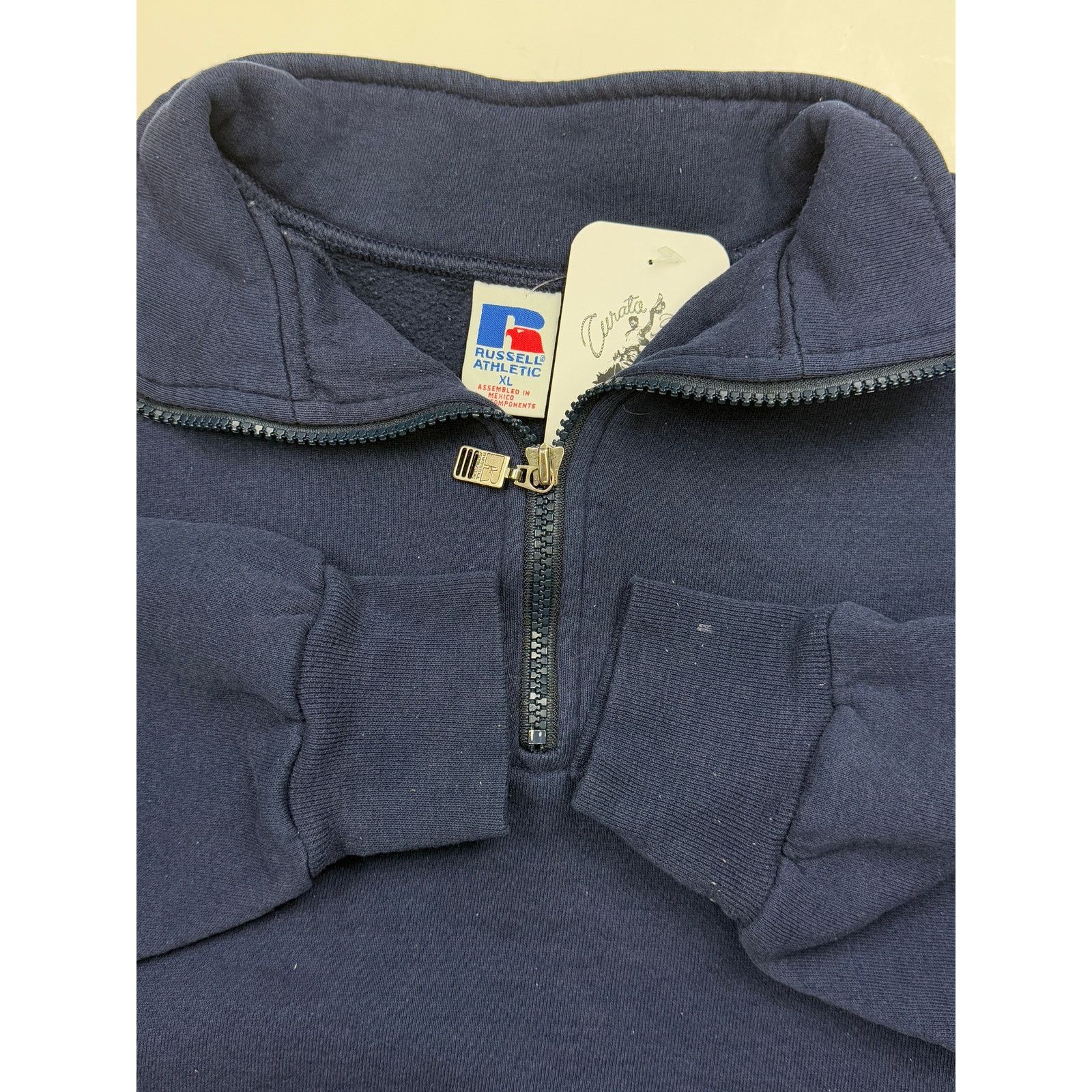 Vintage Vintage Russell Athletic 1/2 Zip Sweatshirt XL Navy Blue Size US XL / EU 56 / 4 - 4 Thumbnail