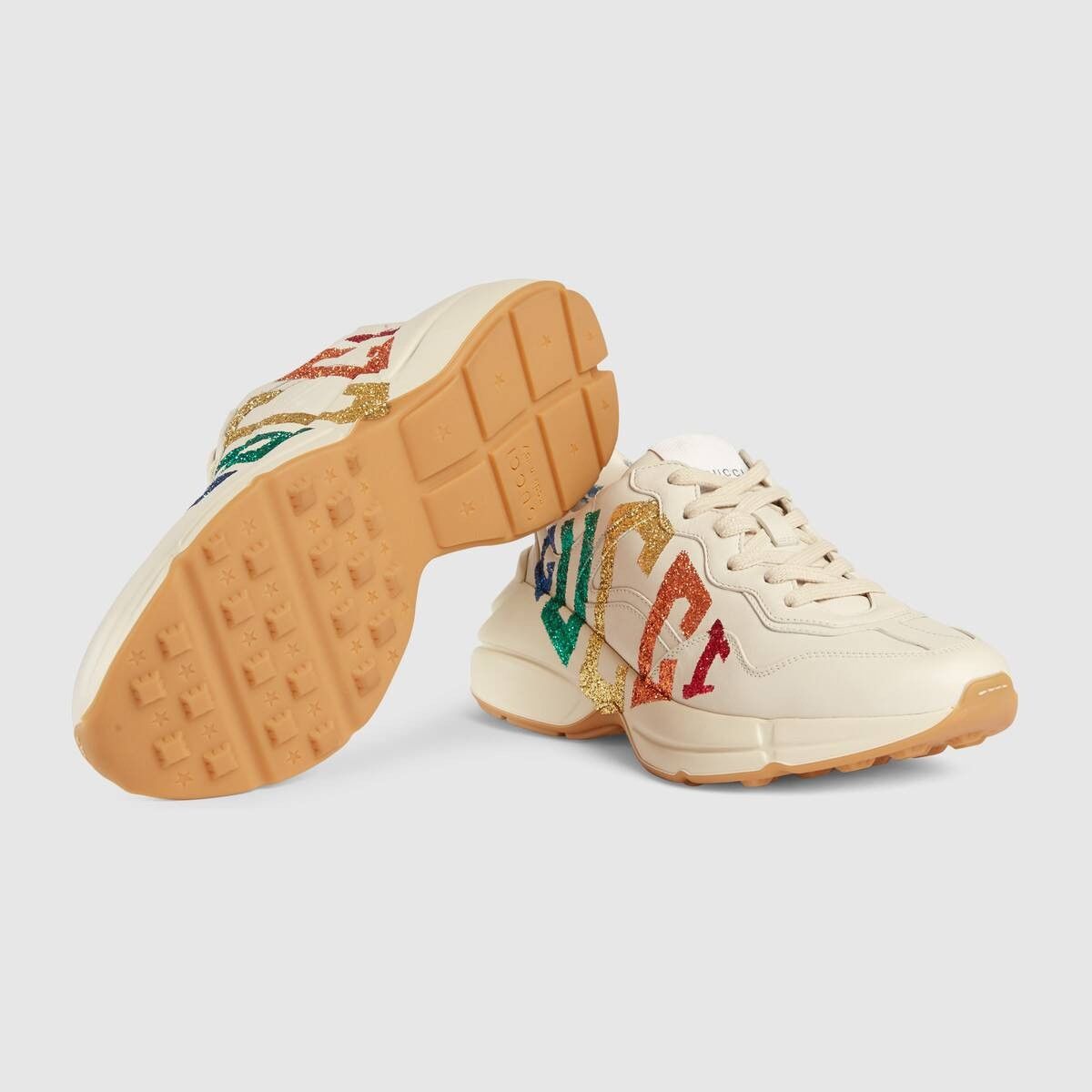 Gucci o1s1wg110425 Women's Rhyton Glitter Logo Sneakers Size US 5.5 / IT 35.5 - 6 Thumbnail