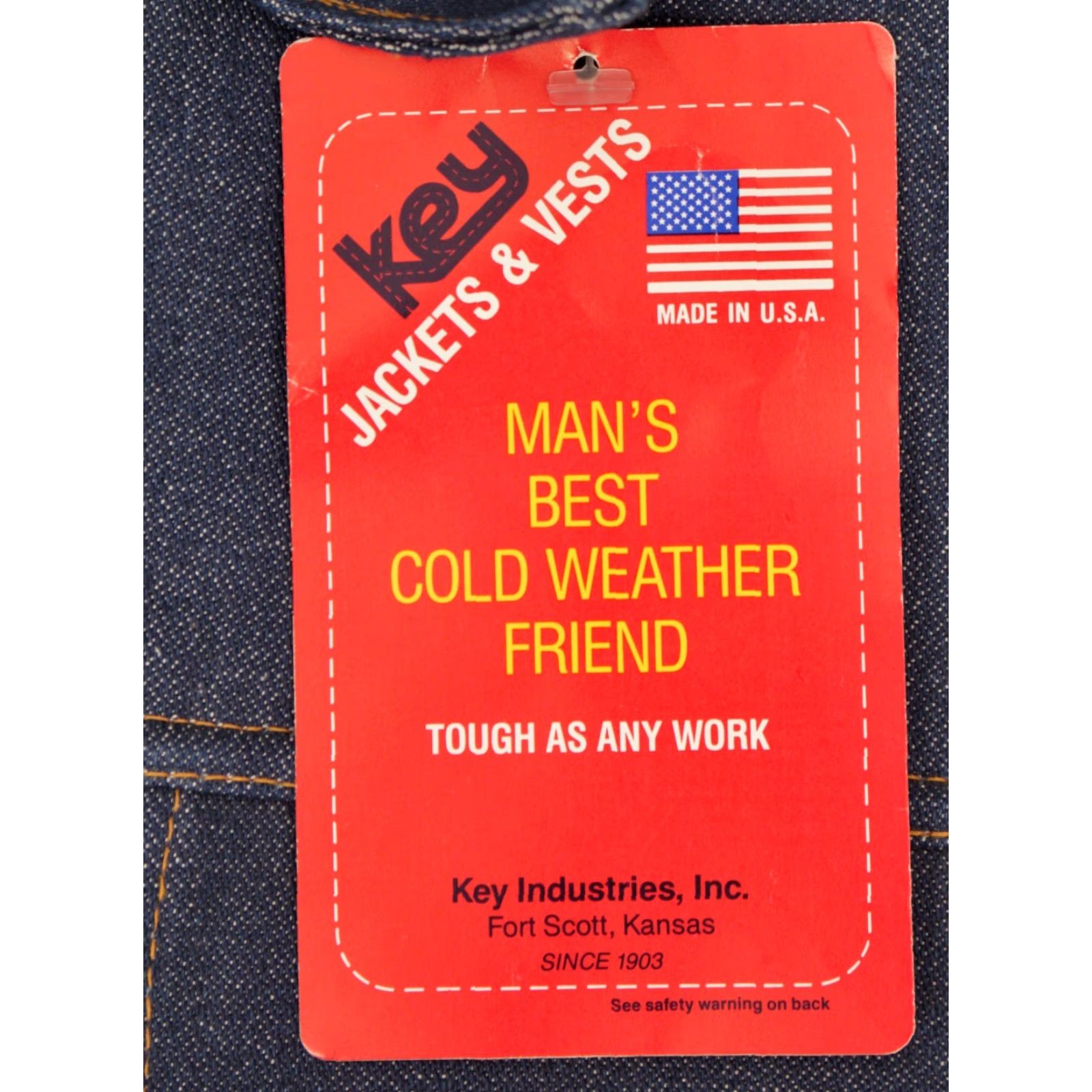Vintage VTG Key Denim Jacket Shirt Mens 1970s 34 R Small Blue Vintage 70s Jeans Jacket Denim Jacket Size US 34 / EU 50 - 4 Thumbnail