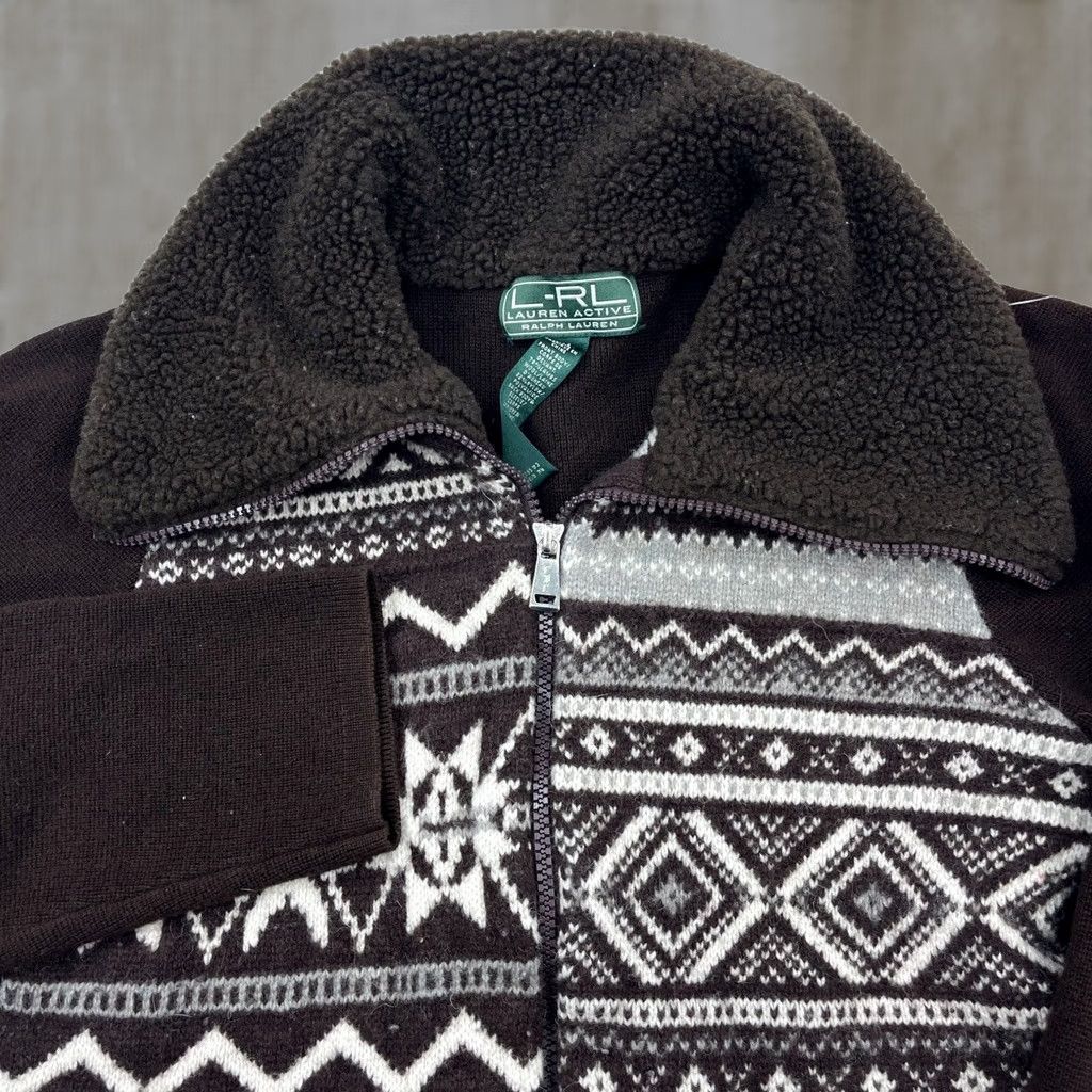 Ralph Lauren Lauren Ralph Lauren Cardigan Sweater Women M Brown Mock Neck Geometric Aztec Logo All Seasons Vintage Size M / US 6-8 / IT 42-44 - 1 Thumbnail