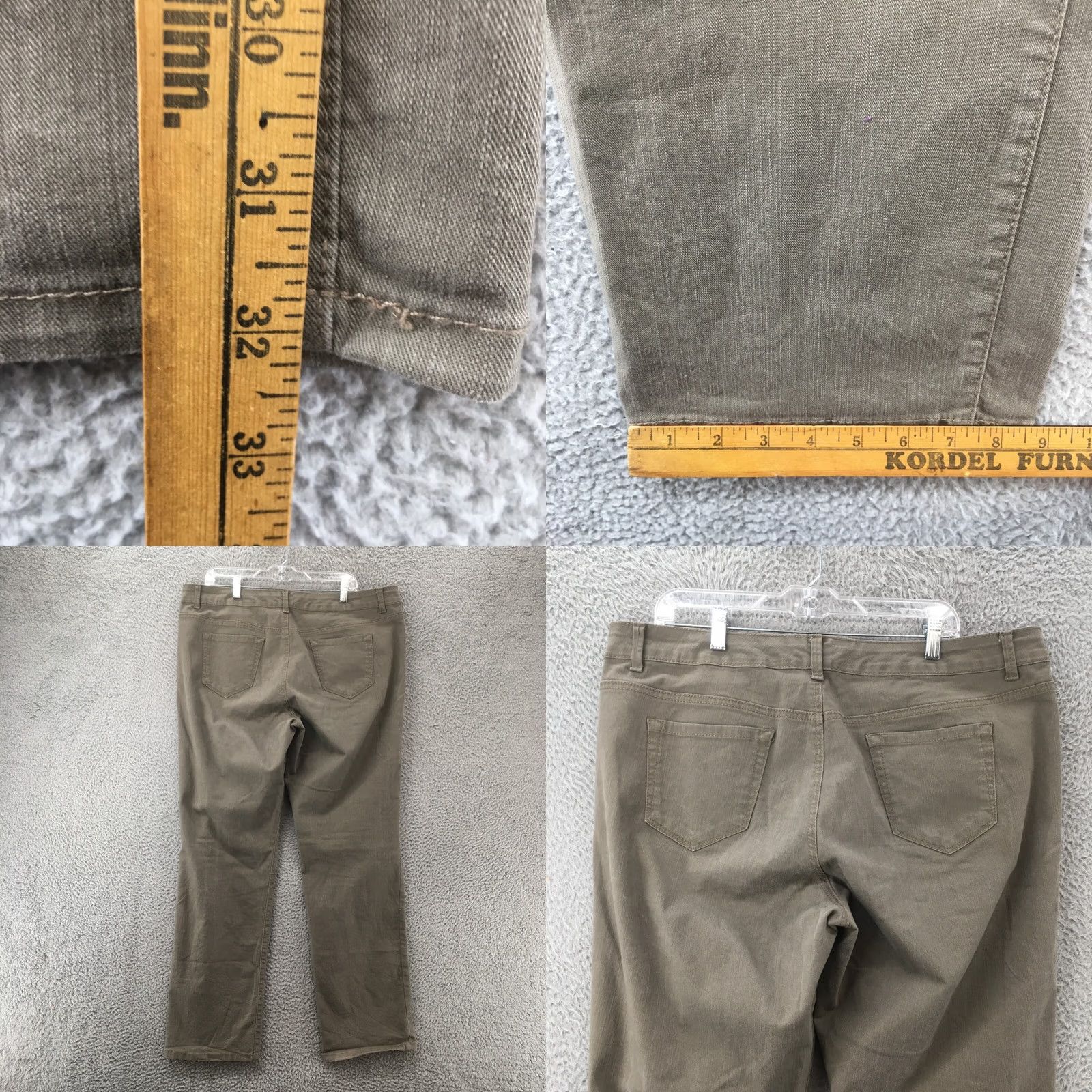 Vintage Bandolino Pants Womens 18 Gray Straight Leg Chino Mid Rise Zip Fly 5-Pockets Shirt Trousers Regular Size 40" / US 18 - 8 Thumbnail
