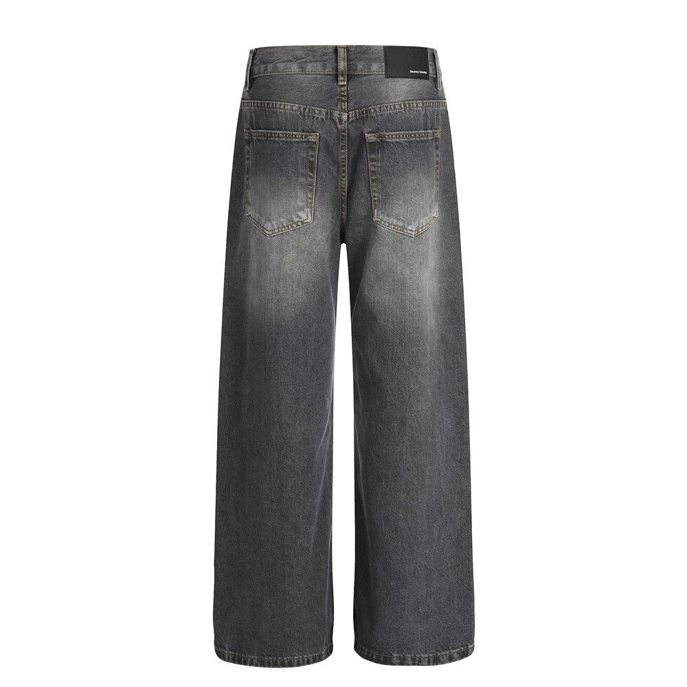 Jean Men's ink-splashed distressed punk washed straight jeans Size US 34 / EU 50 - 2 Thumbnail