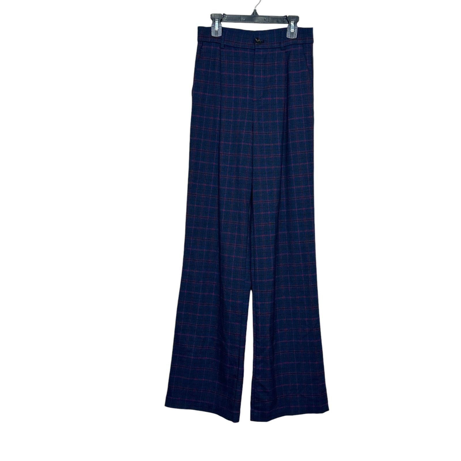 Zara Zara blue plaid wide leg pleated pants size XS Size 26" / US 2 / IT 38 - 7 Thumbnail