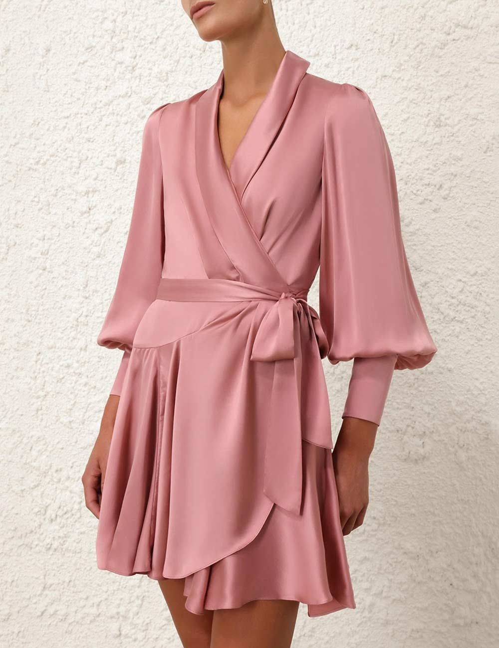 Zimmermann oc11z0425 Silk Wrap Mini Dress in Nude Size XL / US 12-14 / IT 48-50 - 2 Thumbnail