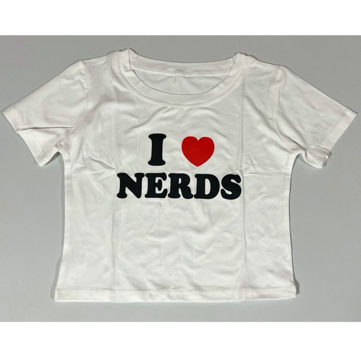 Japanese Brand White ‘I ♥️ Nerds’ Shirt Crop Top Blouse Graphic Tee Size S Size S / US 4 / IT 40 - 2 Thumbnail