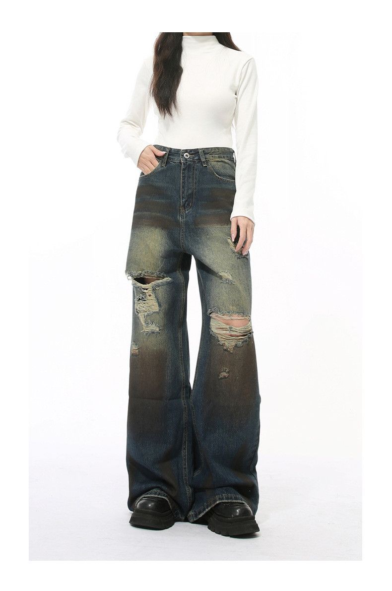 Japanese Brand × Jean High street distressed ripped jeans casual y2k Size US 34 / EU 50 - 1 Thumbnail