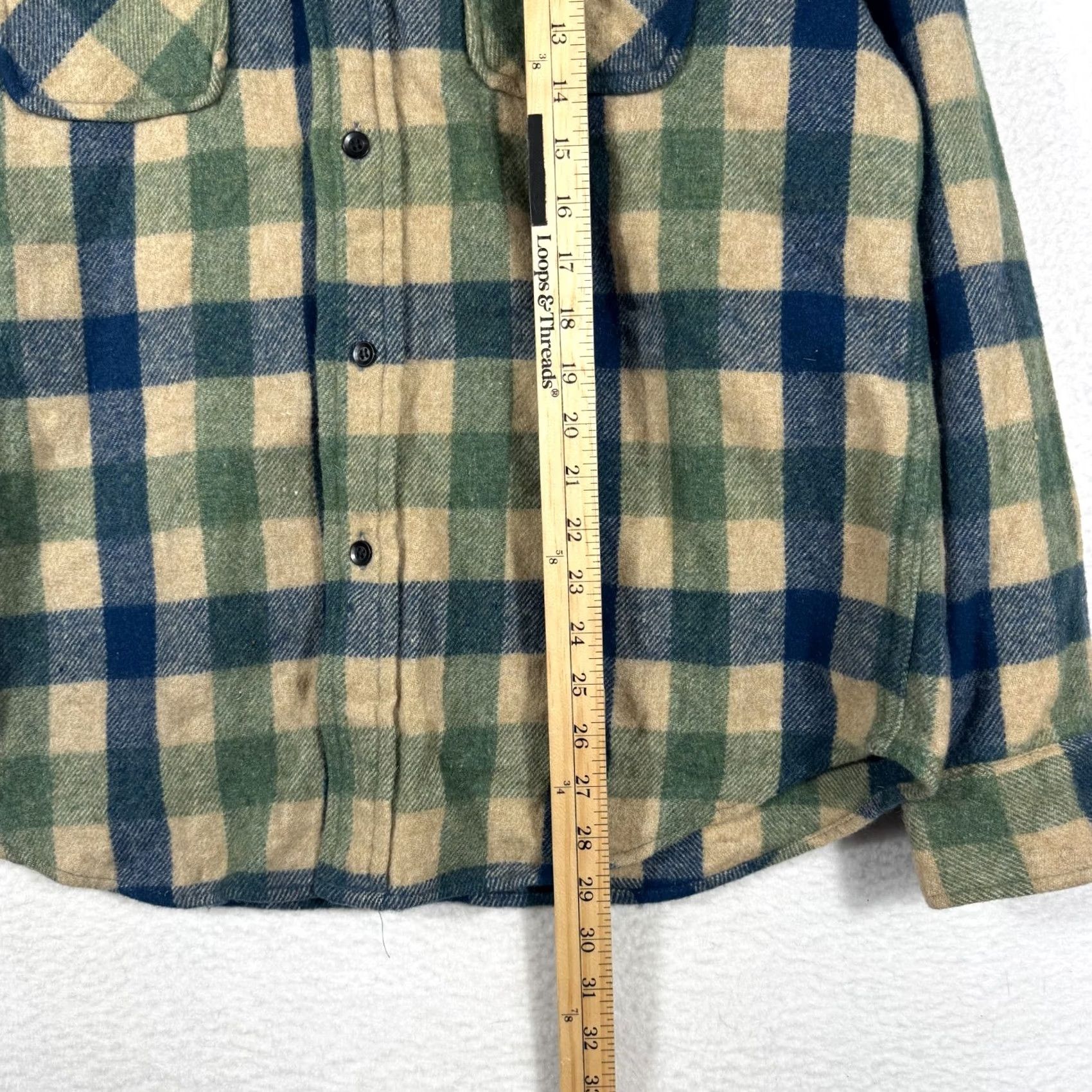 Sears VINTAGE Sears Kings Road Mens XL Heavy Blue Plaid Wool Flannel Shirt Size US XL / EU 56 / 4 - 6 Thumbnail