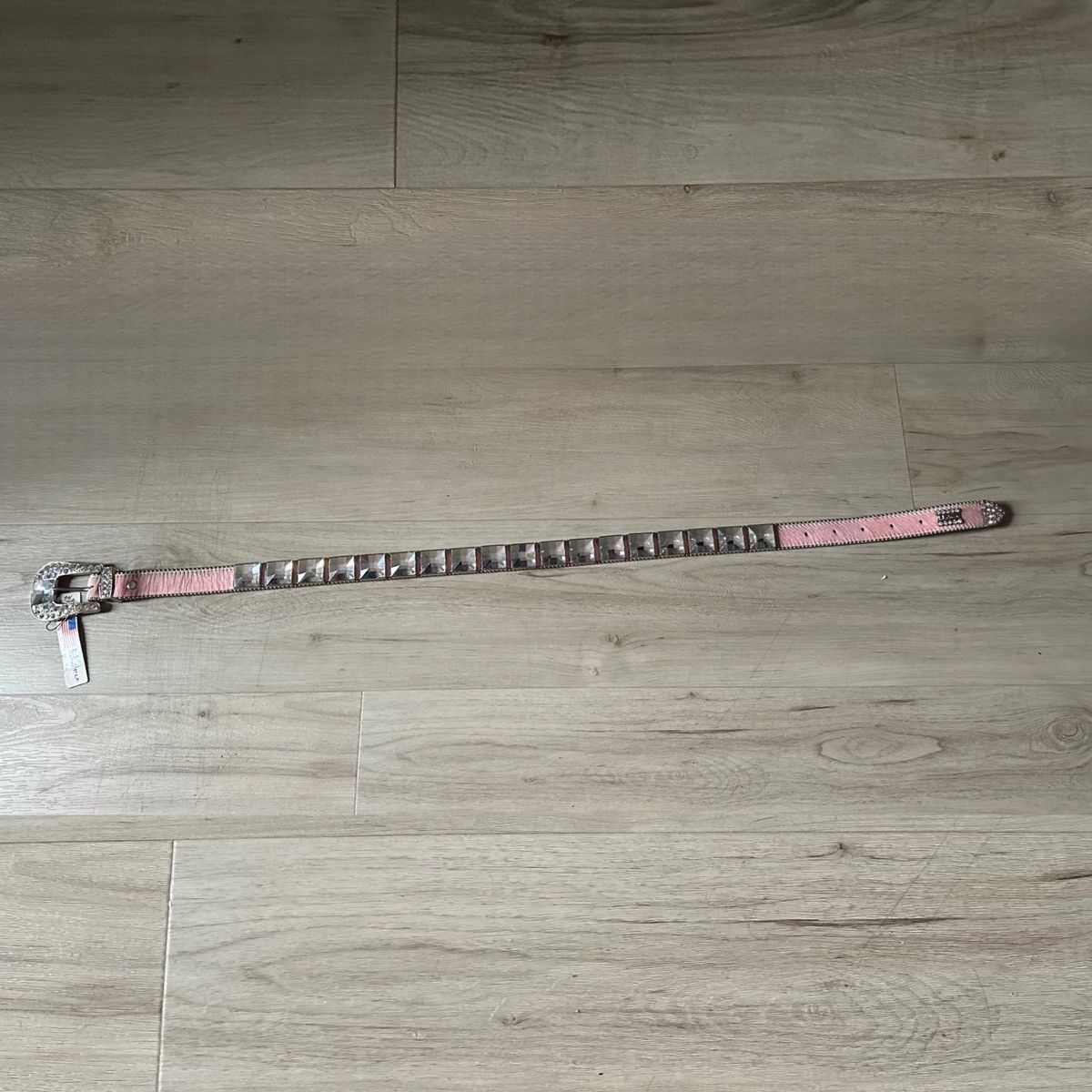 B.B. Simon BB SIMON belt light pink horse hair Swarovski Crystals Size 32 - 9 Thumbnail
