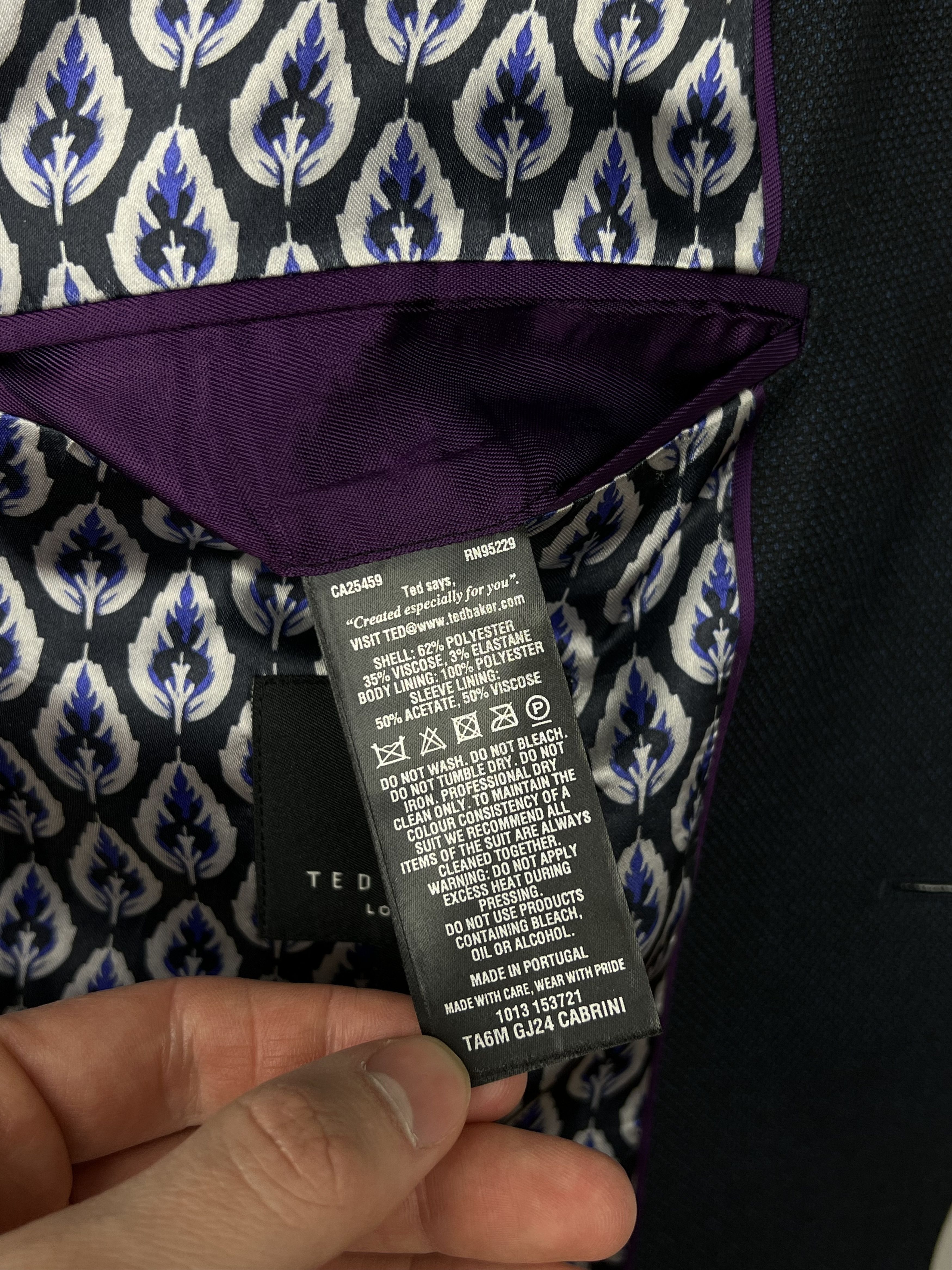 Ted Baker Solid Midnight-Blue Synthetic Blend Modern Sport Coat Size 40R - 9 Thumbnail