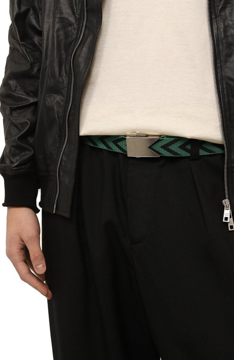 Bottega Veneta BOTTEGA VENETA green black chevron fabric woven belt Size ONE SIZE - 2 Thumbnail