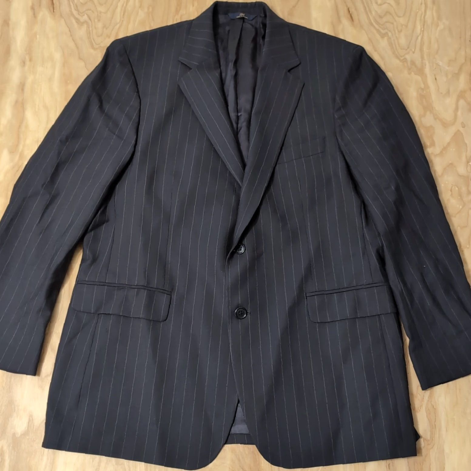 Brooks Brothers BROOKS BROTHERS 346 STRETCH NAVY BLUE PINSTRIPED 2 BUTTON BLAZER MENS SIZE 43R Size 46R - 4 Thumbnail