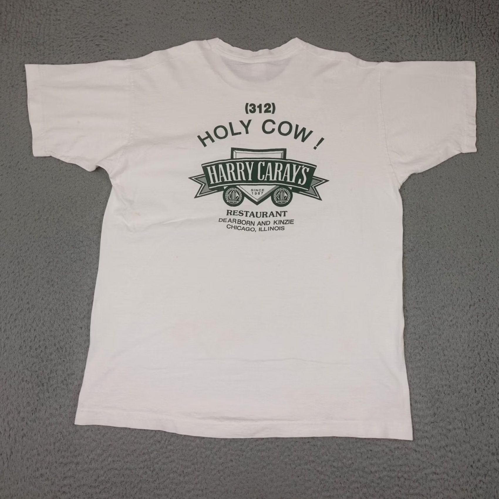 Fruit Of The Loom VINTAGE Harry Caray's Shirt Mens XL White Restaurant Graphic Tee Chicago 90s USA Size US XL / EU 56 / 4 - 2 Thumbnail
