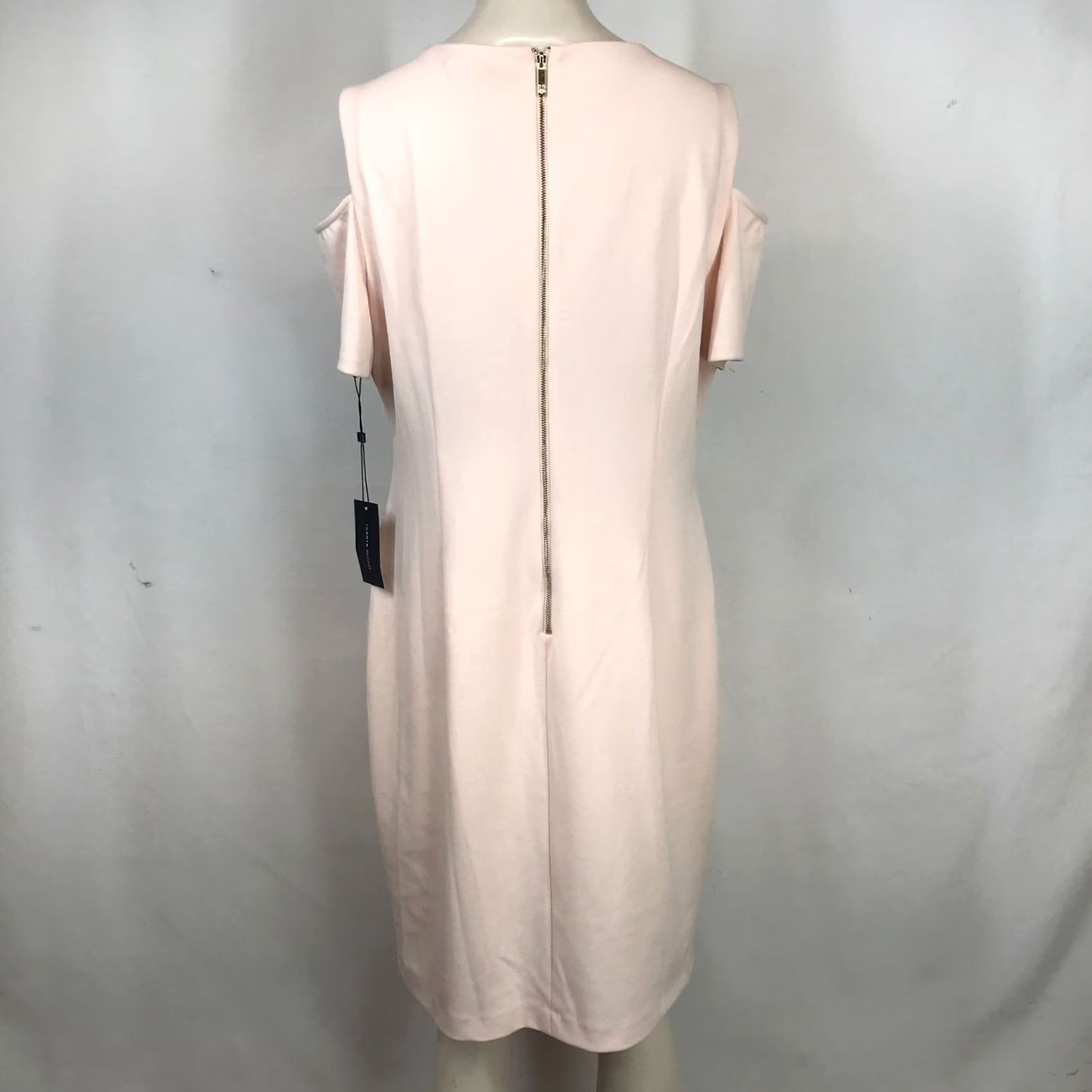 Tommy Hilfiger TOMMY HILFIGER PENCIL DRESS Pink WOMEN'S 16 ROUND NECK SHORT COLD SHOULDER Size 38" / US 16 / IT 52 - 5 Thumbnail