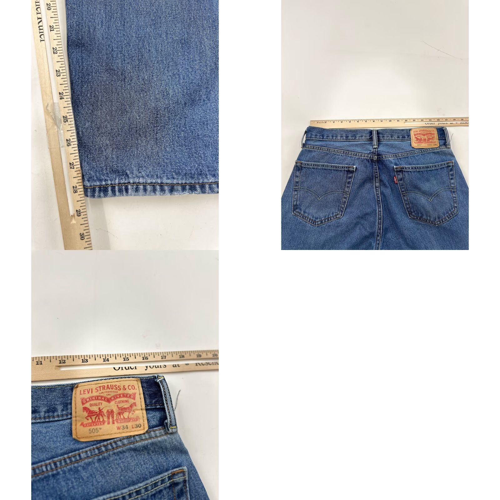 Levi's Levi's 505 Jeans Mens 33 Regular 28in Blue 5-Pocket Zip Button High Rise Straight Denim 500 Series Regular Pattern Solid Vintage: No Size US 33 - 8 Thumbnail