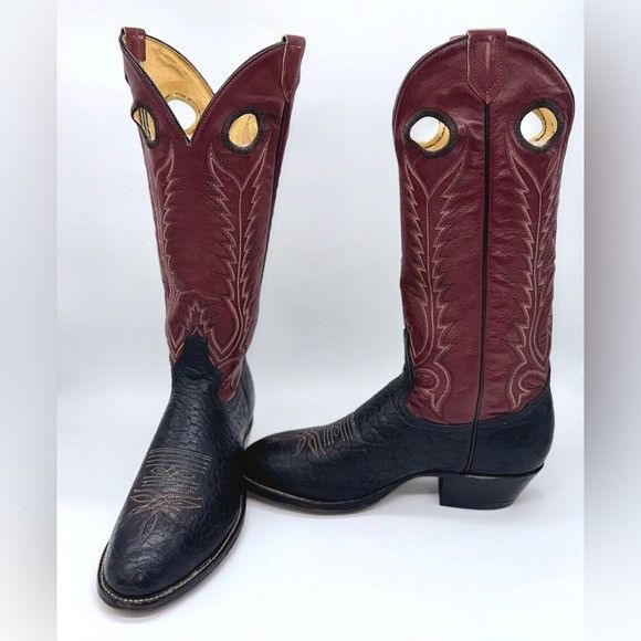 Tony Lama VGT. TONY LAMA Two-Tone Western Women’s Knee Length Leather Size US 7 / IT 37 - 4 Thumbnail