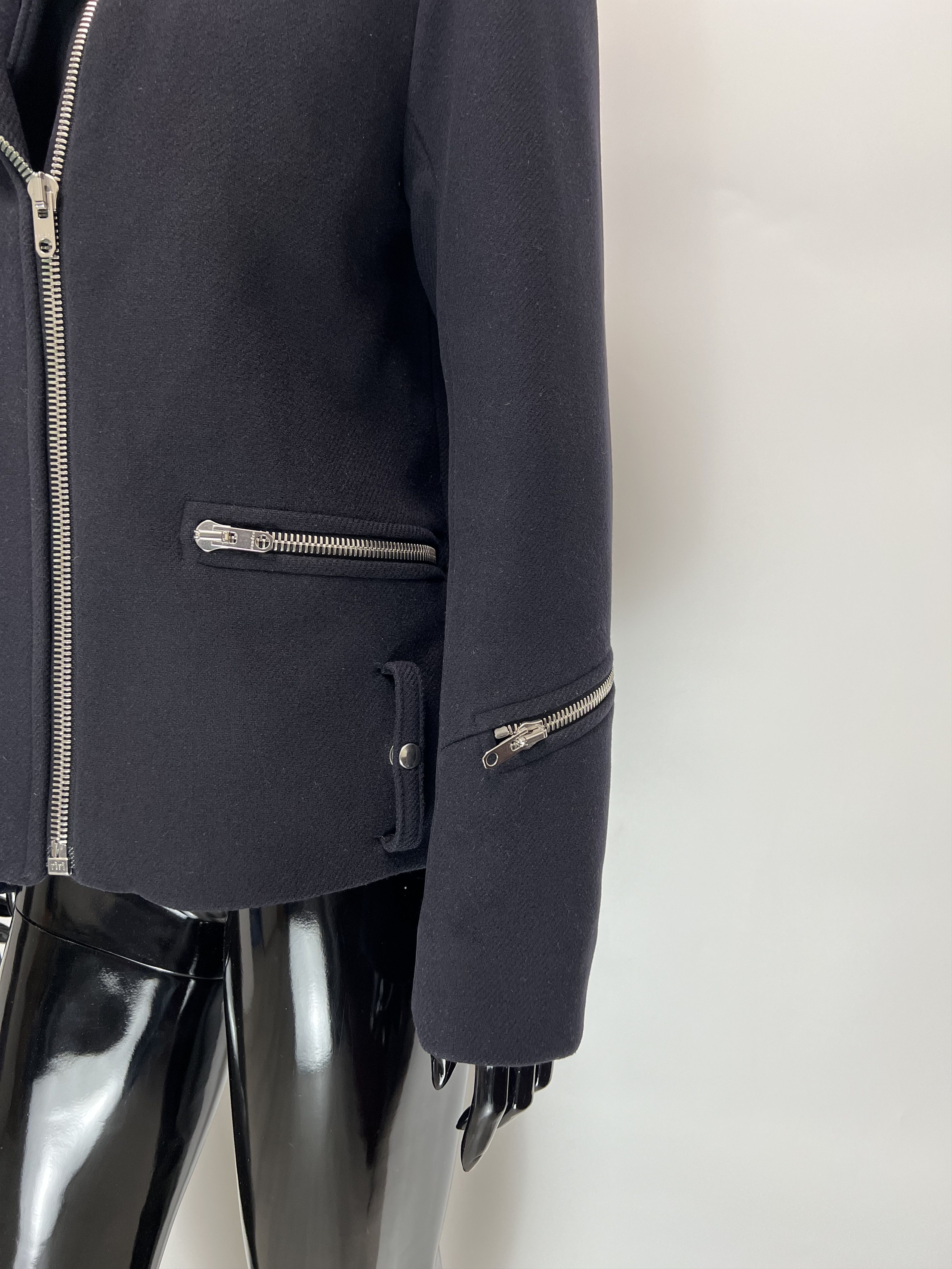 Sandro Sandro Navy Blue Wool Biker Jacket Size 38 Size M / US 6-8 / IT 42-44 - 5 Thumbnail