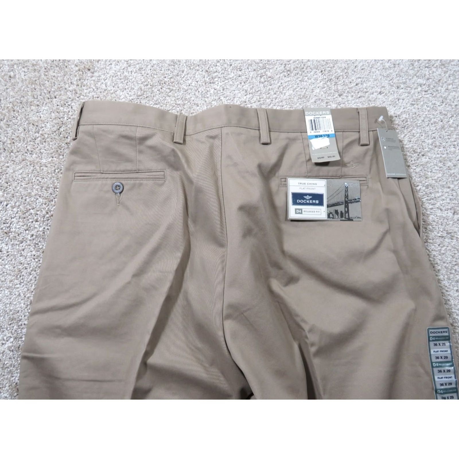 Dockers Dockers Chino Pant Mens 36X29 Khaki D-4 RELAXED PANT NEW NWT FLAT FRONT Size US 36 / EU 52 - 4 Thumbnail