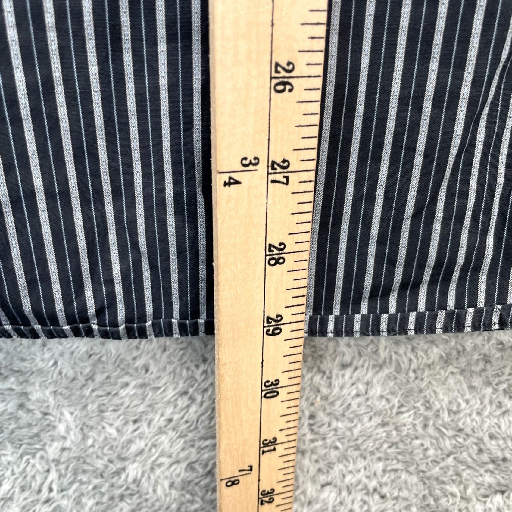Banana Republic VINTAGE Banana Republic Shirt Mens L Black Dress Striped Cotton Button Up Business Size 42R - 6 Thumbnail
