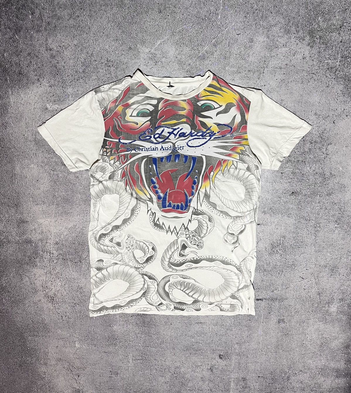Christian Audigier Vintage Ed Hardy Tiger & Snakes Big Logo Tee Size S - M Size US M / EU 48-50 / 2 - 1 Thumbnail
