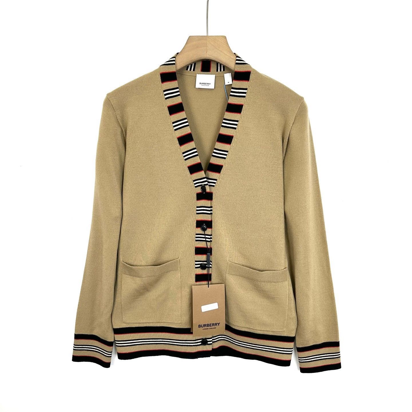 Burberry Burberry Camel Striped Knit Cardigan Size US M / EU 48-50 / 2 - 1 Thumbnail
