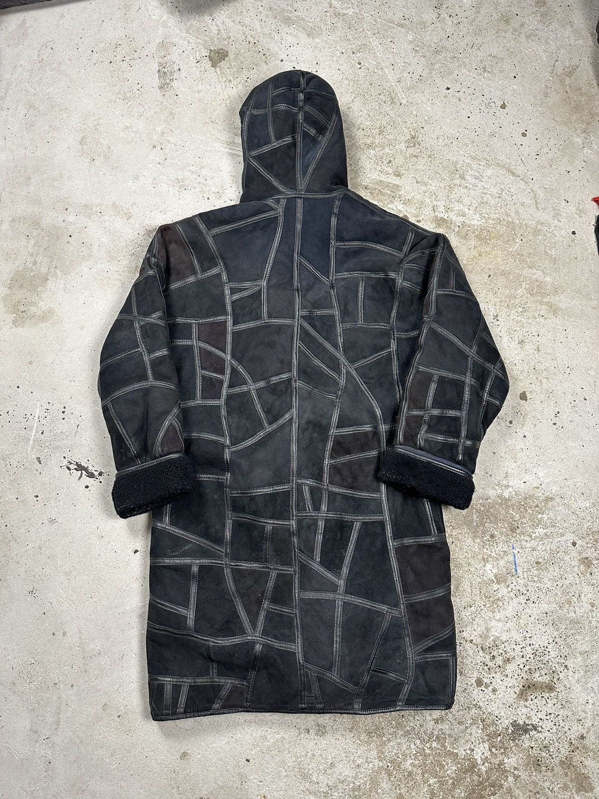 Leather × Vintage ‼️ Vintage 90s Black Leather Patchwork Coat Jacket Hooded Size US L / EU 52-54 / 3 - 2 Thumbnail
