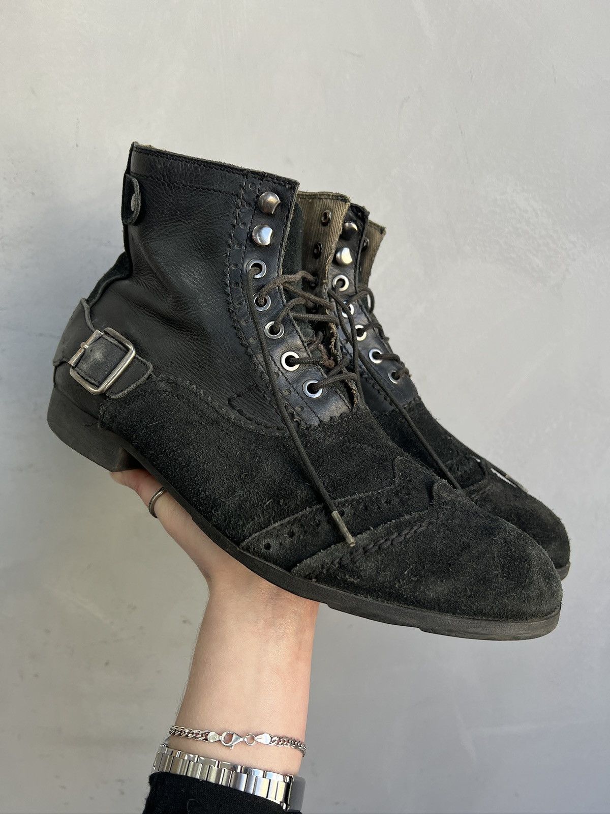 Replay Avant Garde y2k Hedi slimane style leather boots 90s archive Size US 10 / EU 43 - 2 Thumbnail