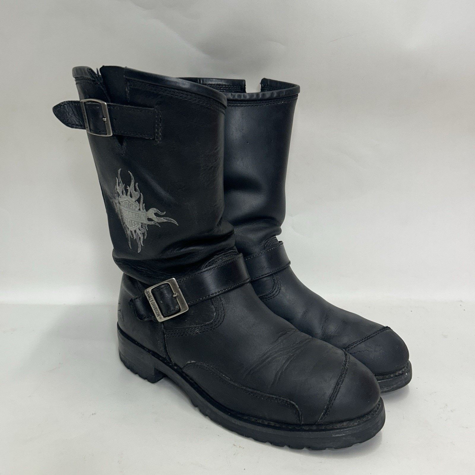 Harley Davidson Embroidered Flames Engineer Boots “Black” Harley Davidson Harley Davidson Embroidered Flames Engineer  main image 2