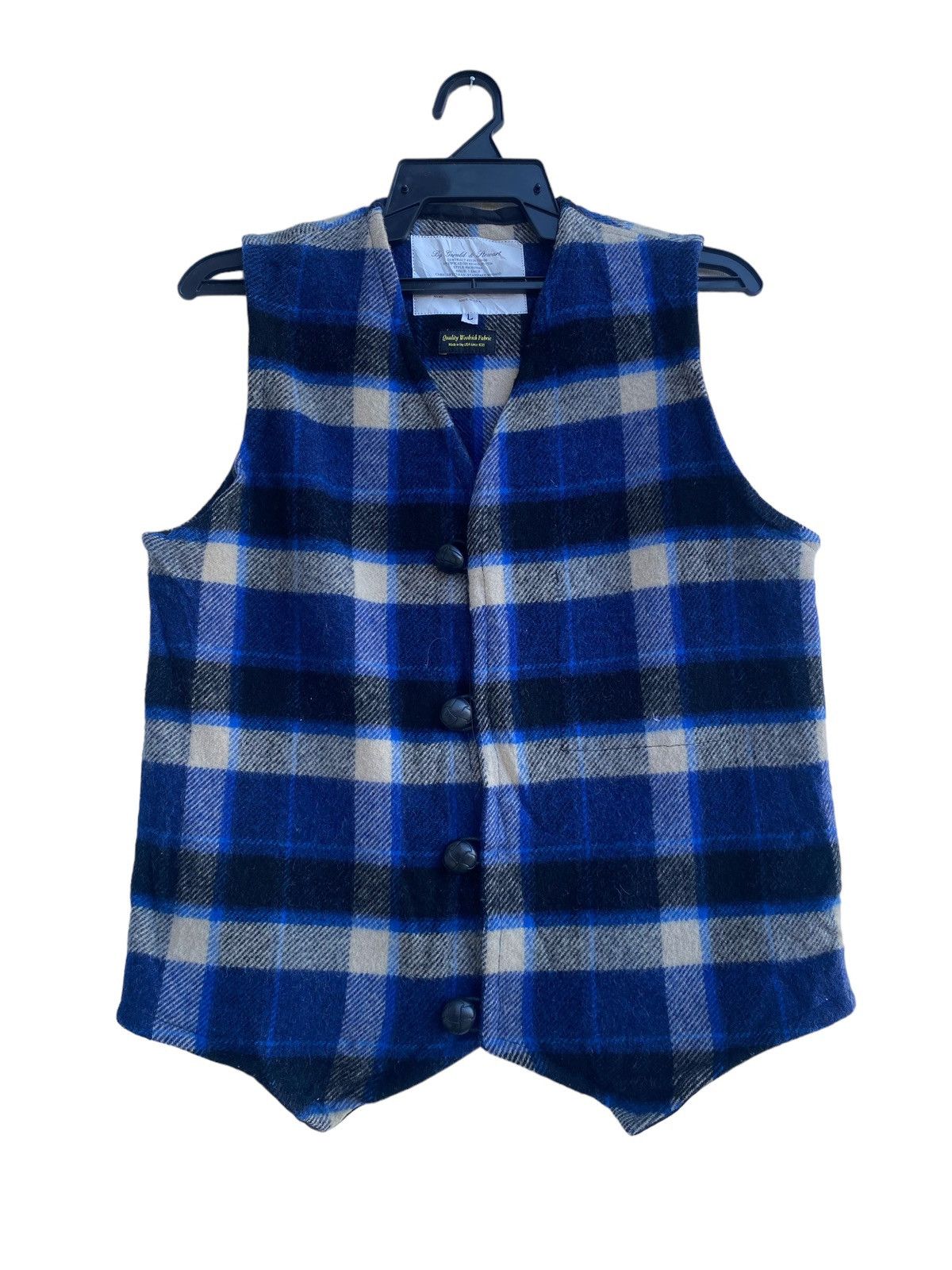 image of Vintage VTG Fidelity By Gerald And Stewart Plaid Wool Vest Jacket in Blue, Men's (Size Large)