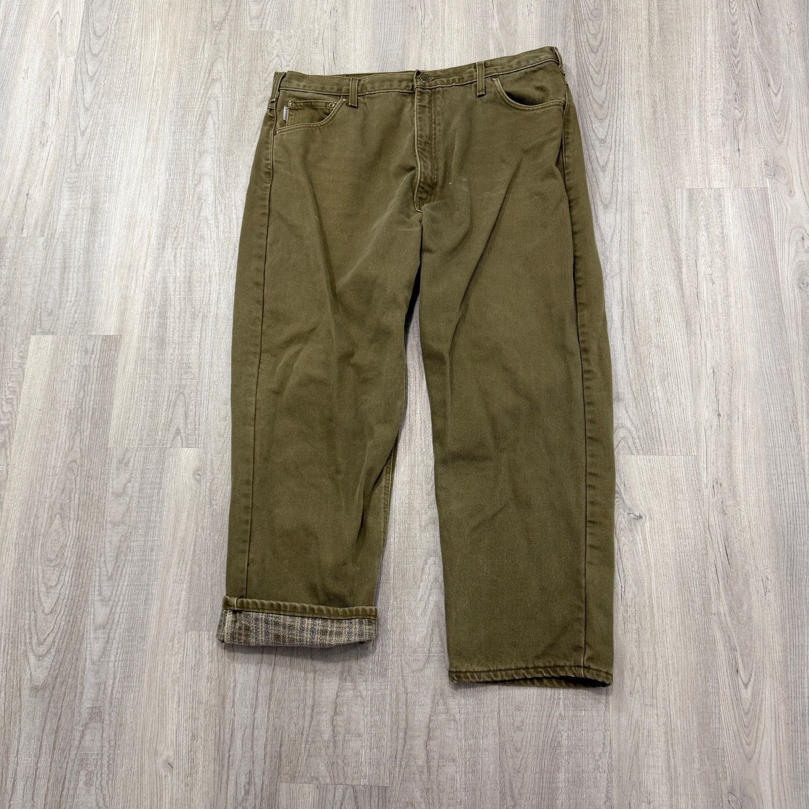 Carhartt Vintage Carhartt Flannel Lined Pants Men's 42x30 Olive Denim Size US 42 / EU 58 - 1 Thumbnail