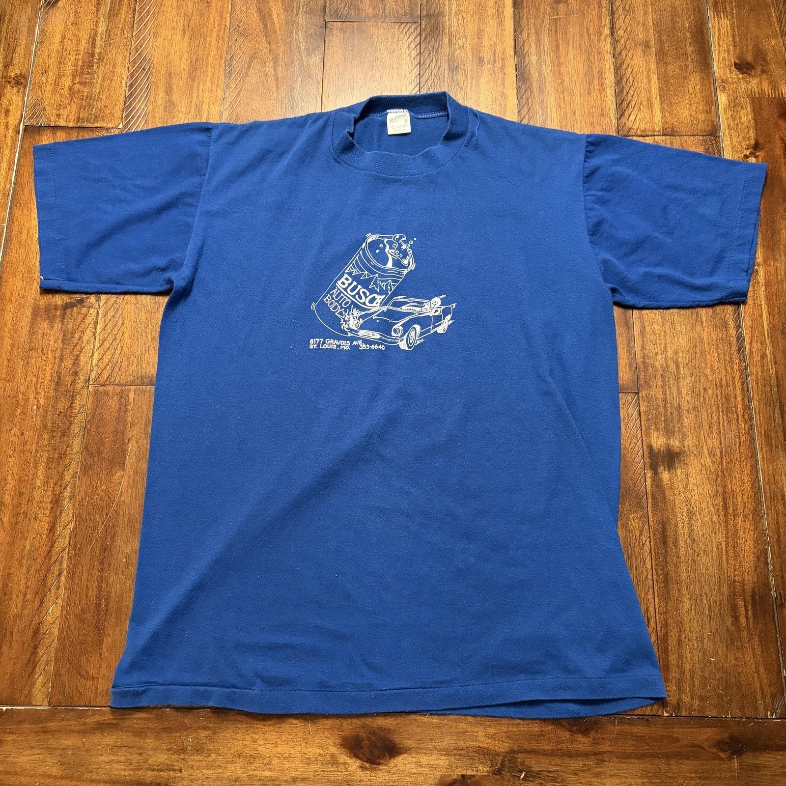 Vintage Vtg Busch Auto Body Shirt Mens XL Beer Can Car St Louis USA Size US XL / EU 56 / 4 - 2 Thumbnail
