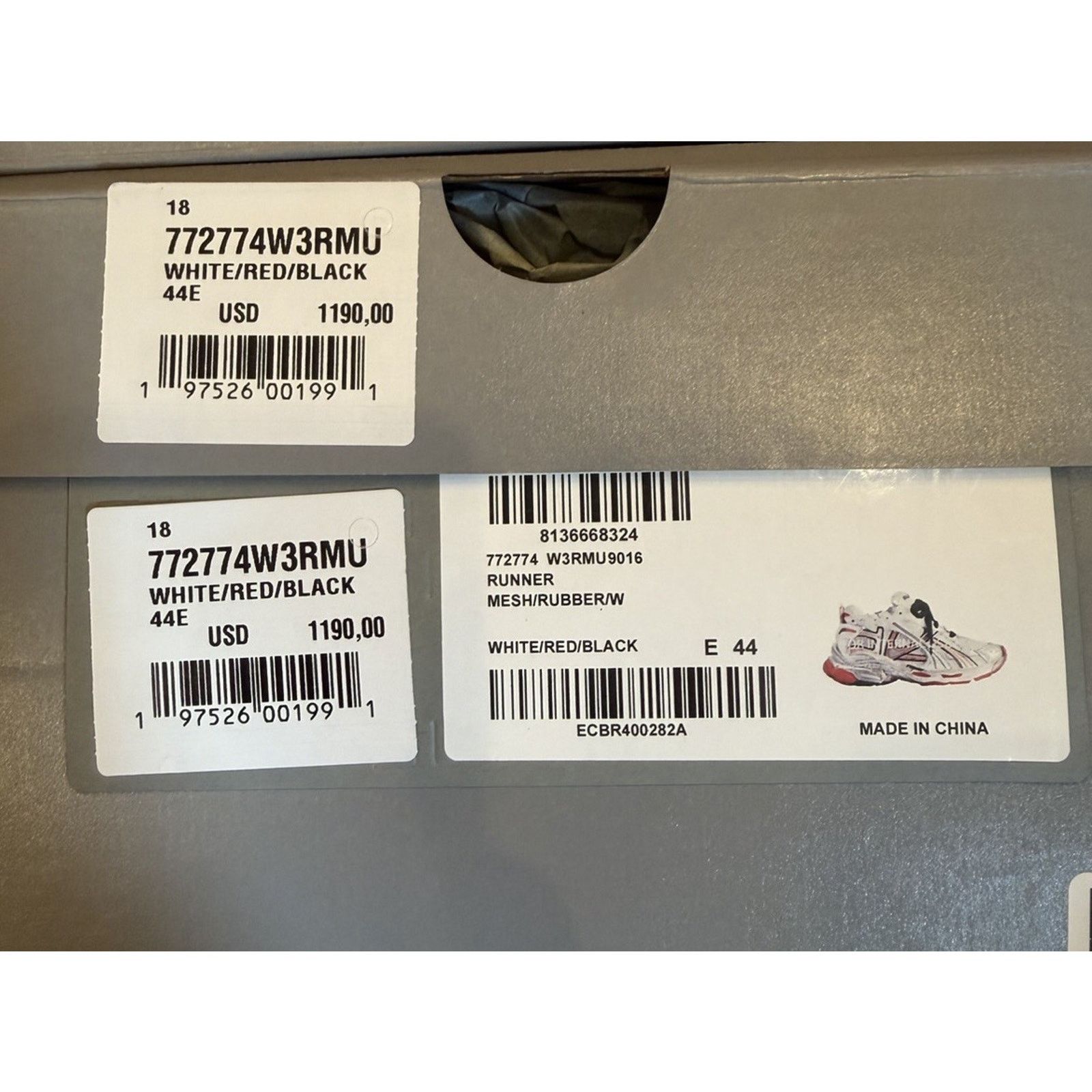 Balenciaga Size 44EU/11US - Balenciaga Runner White Red NEW Size US 11 / EU 44 - 9 Thumbnail