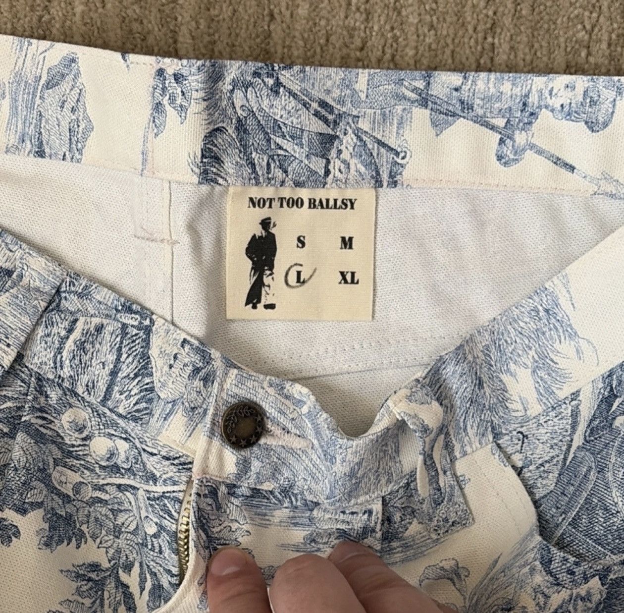 Other RARE PIECE - Not Too Ballsy Blue White Scenic Print Pants Size US 34 / EU 50 - 2 Thumbnail