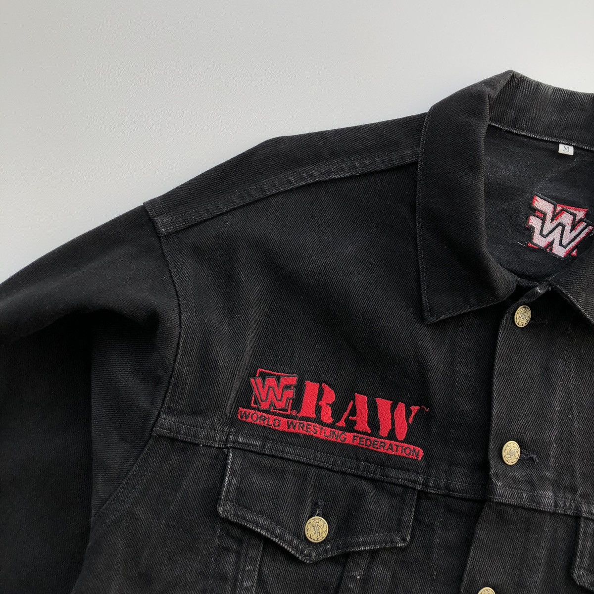 WWF WWF Raw is War 1993 War Zone Vintage Denim Washed Jacket WWE Size US M / EU 48-50 / 2 - 7 Thumbnail