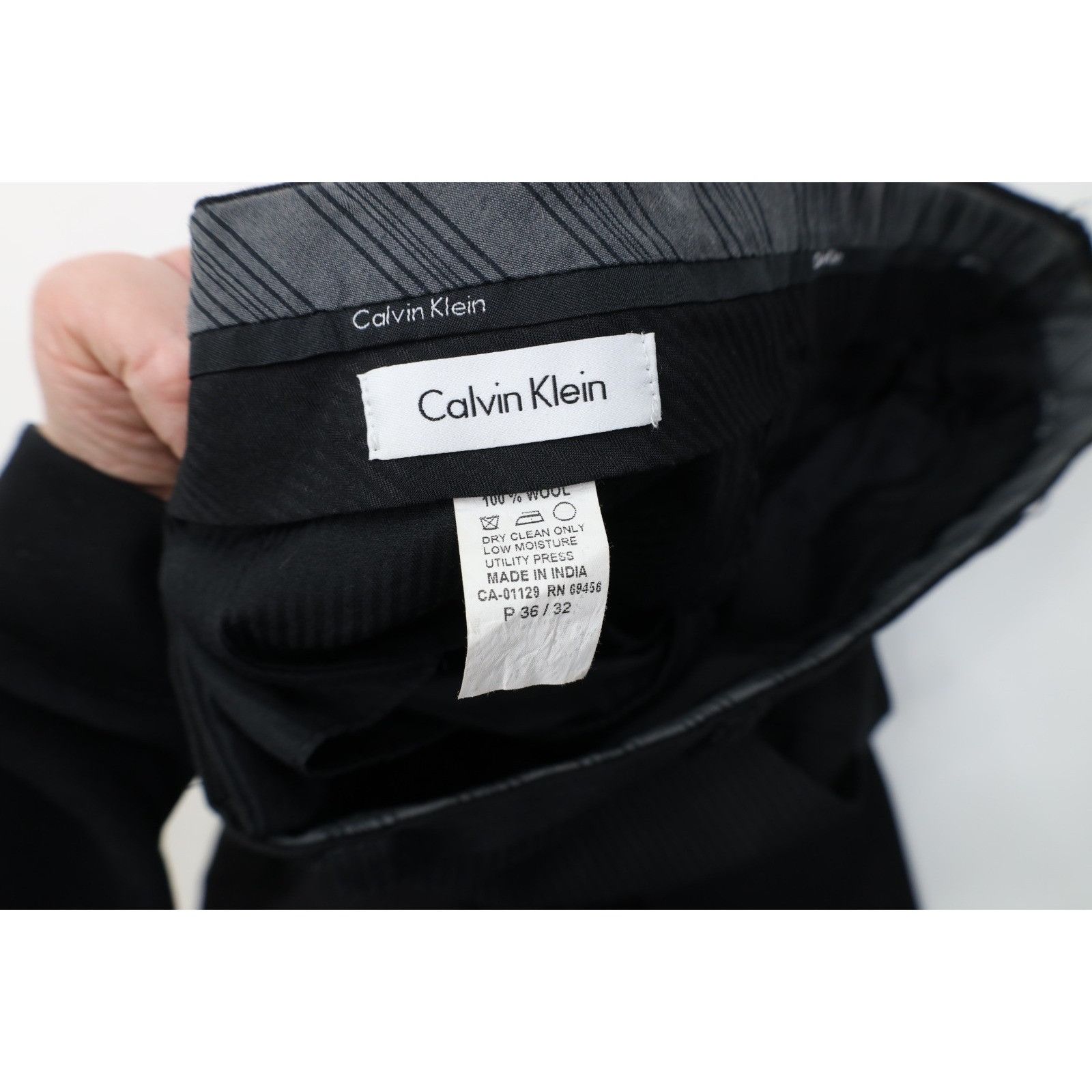 Calvin Klein Vintage Calvin Klein 2 Piece Wool Suit Wedding Black Size 44R - 18 Thumbnail