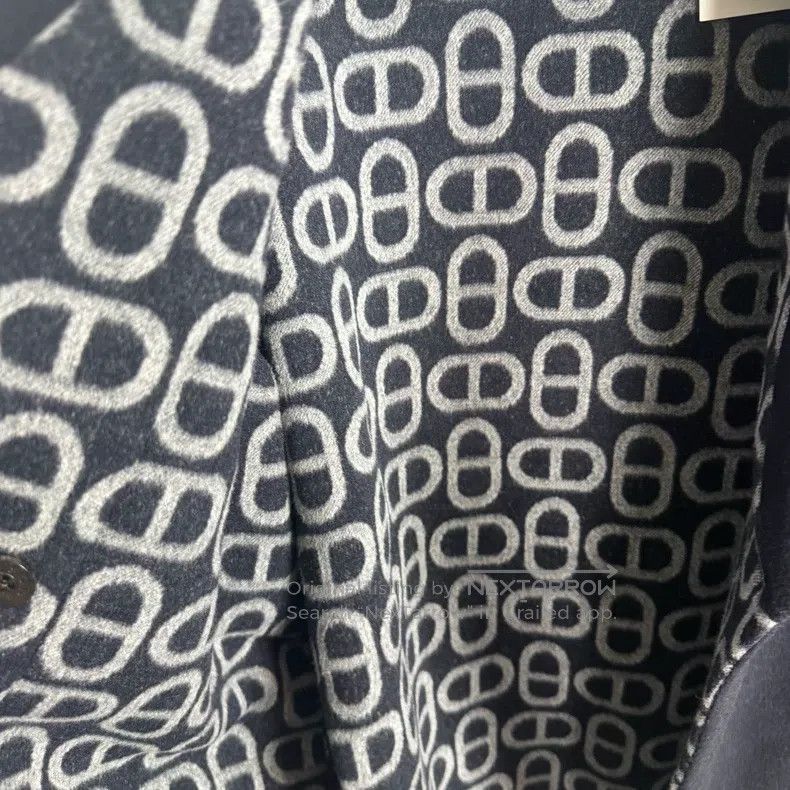Hermes Hermes Navy Blue Reversible Pig Nose扣 Full Print Overcoat Size XS / US 0-2 / IT 36-38 - 6 Thumbnail