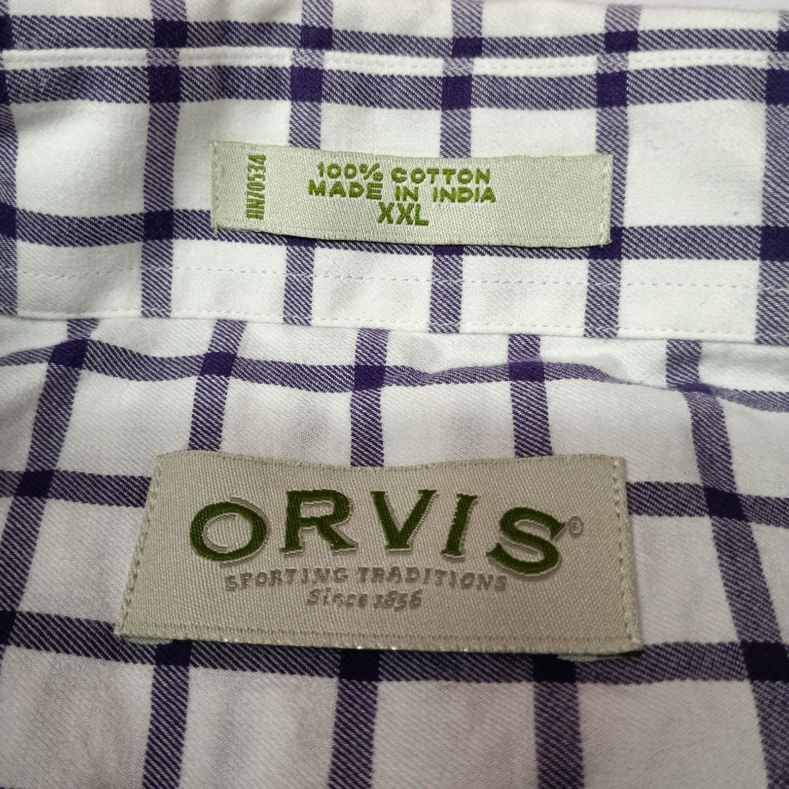 Orvis Orvis Plaid Button Down Shirt Mens Size 2XL Purple Wht Check Size US XXL / EU 58 / 5 - 4 Thumbnail