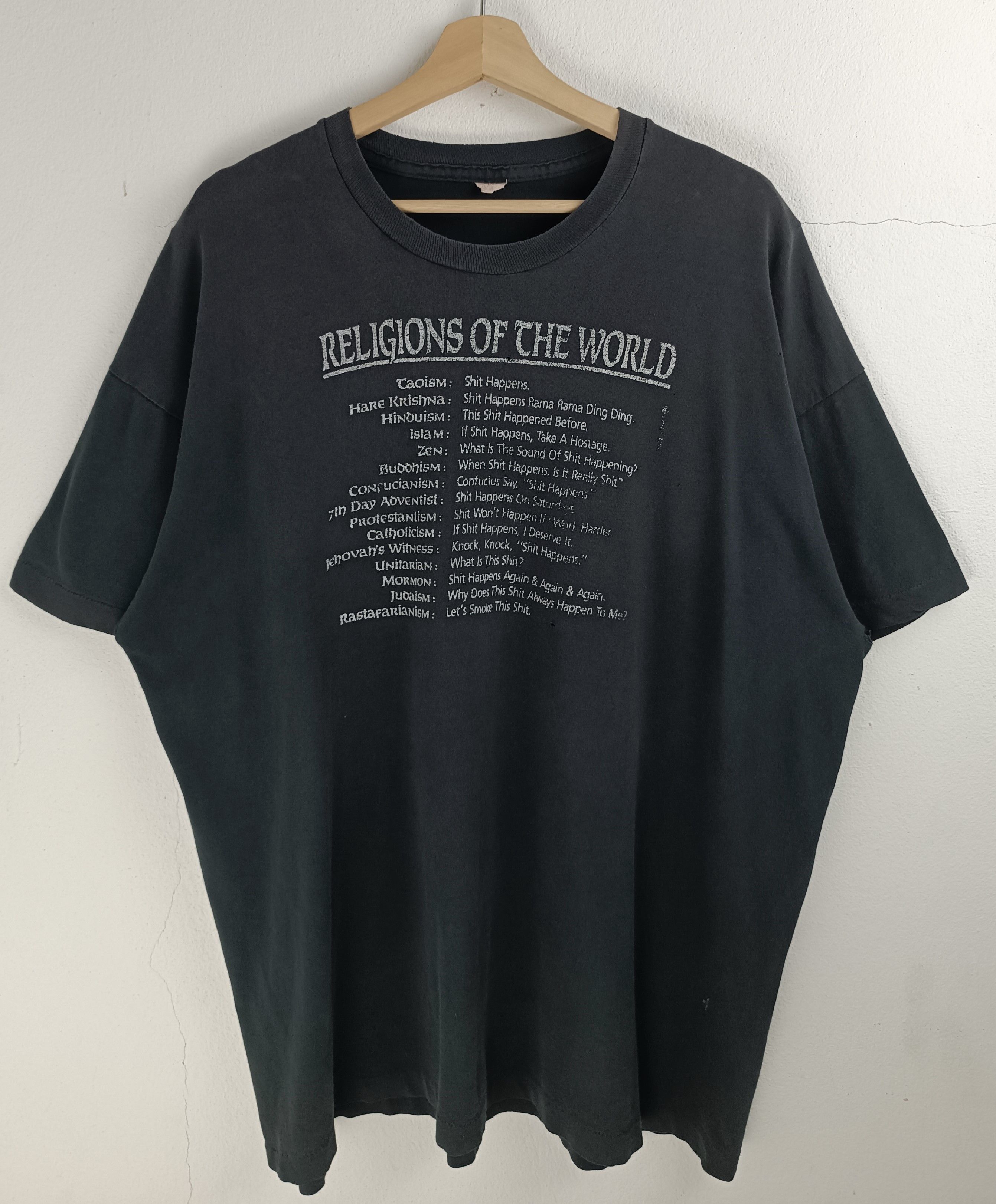 Vintage THRASHED FADED VINTAGE 90'S RELIGIONS OF T WORLD HUMOR FUNNY Size US XL / EU 56 / 4 - 3 Thumbnail