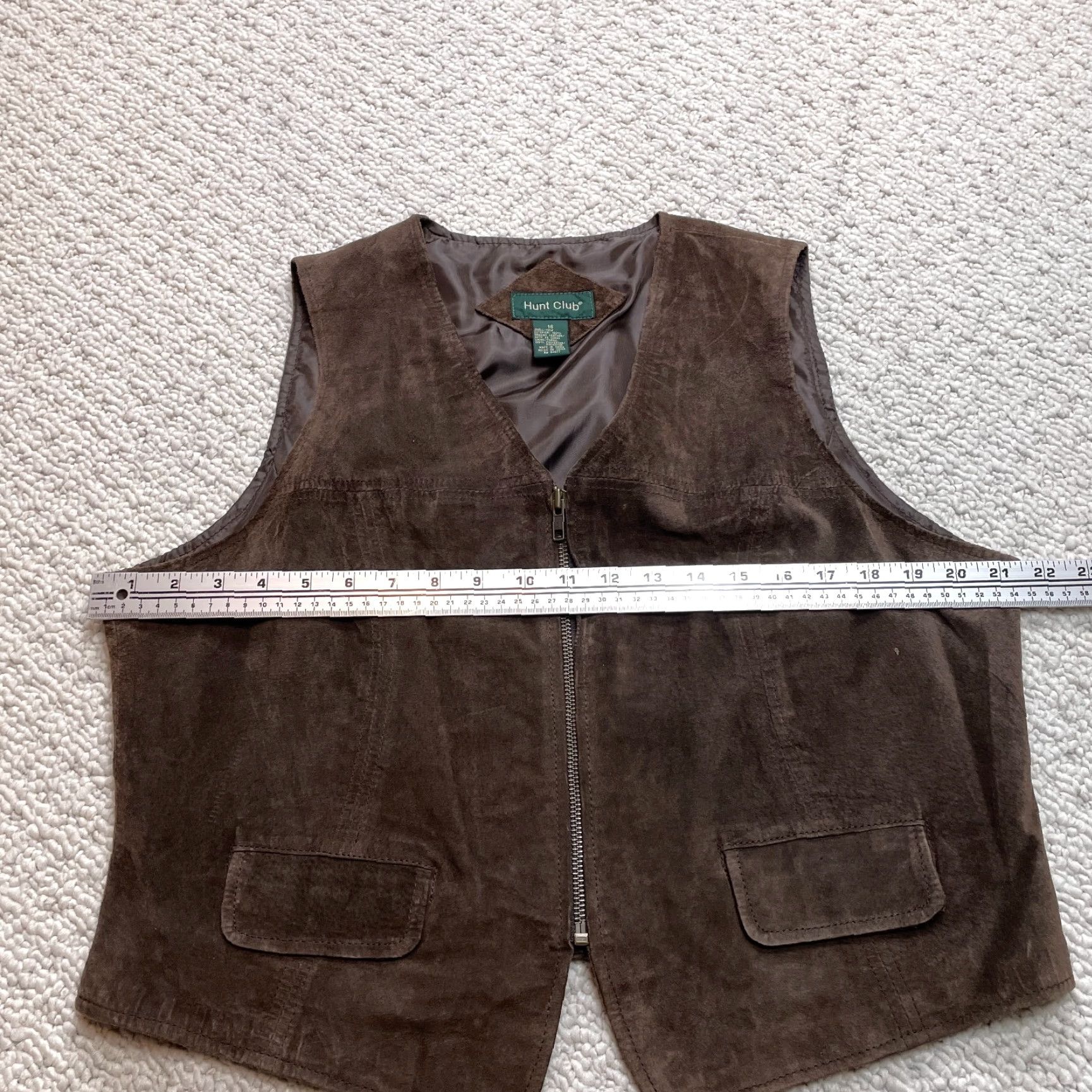Vintage VINTAGE Hunt Club Vest Womens 16 Brown Genuine Leather Full Zip Pockets Sleeveless Top Size XXL / US 16-18 / IT 52-54 - 4 Thumbnail