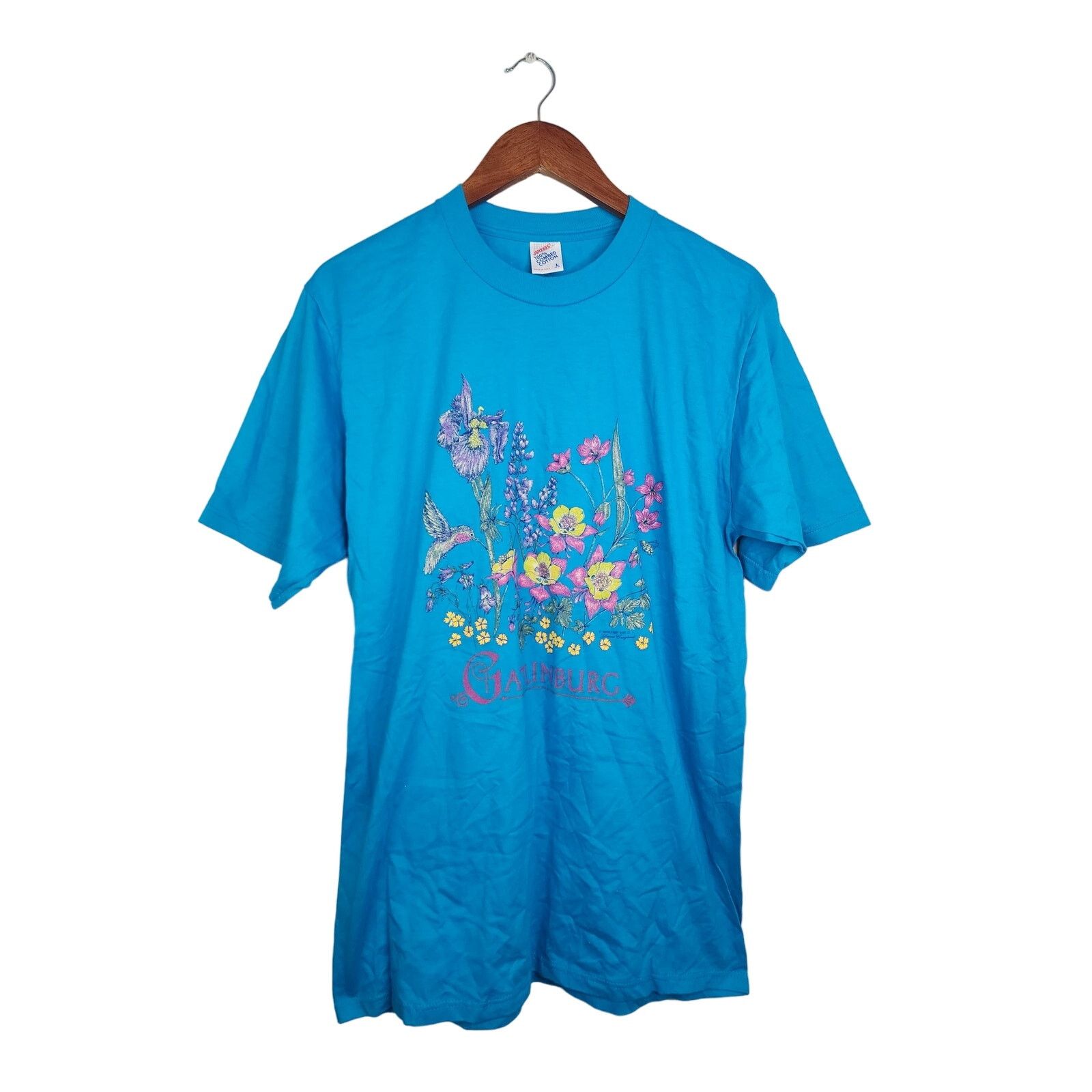 Jerzees Vintage Gatlinburg Shirt Jerzees Flowers Floral Blue Tee 90s Size US L / EU 52-54 / 3 - 1 Thumbnail