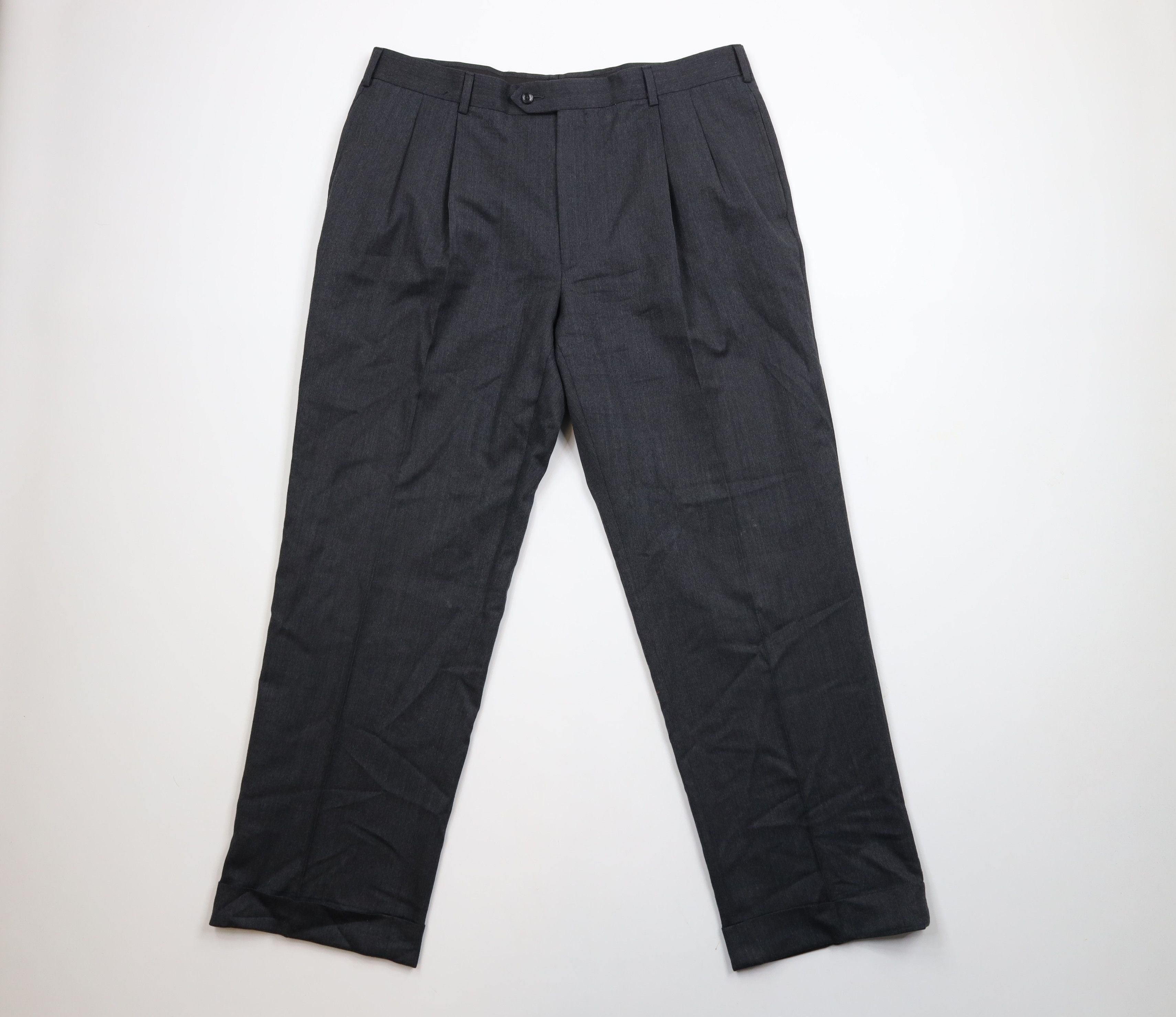 Vintage Vintage 90s Streetwear Cashmere Wide Leg Chino Pants Gray Size US 38 / EU 54 - 1 Thumbnail