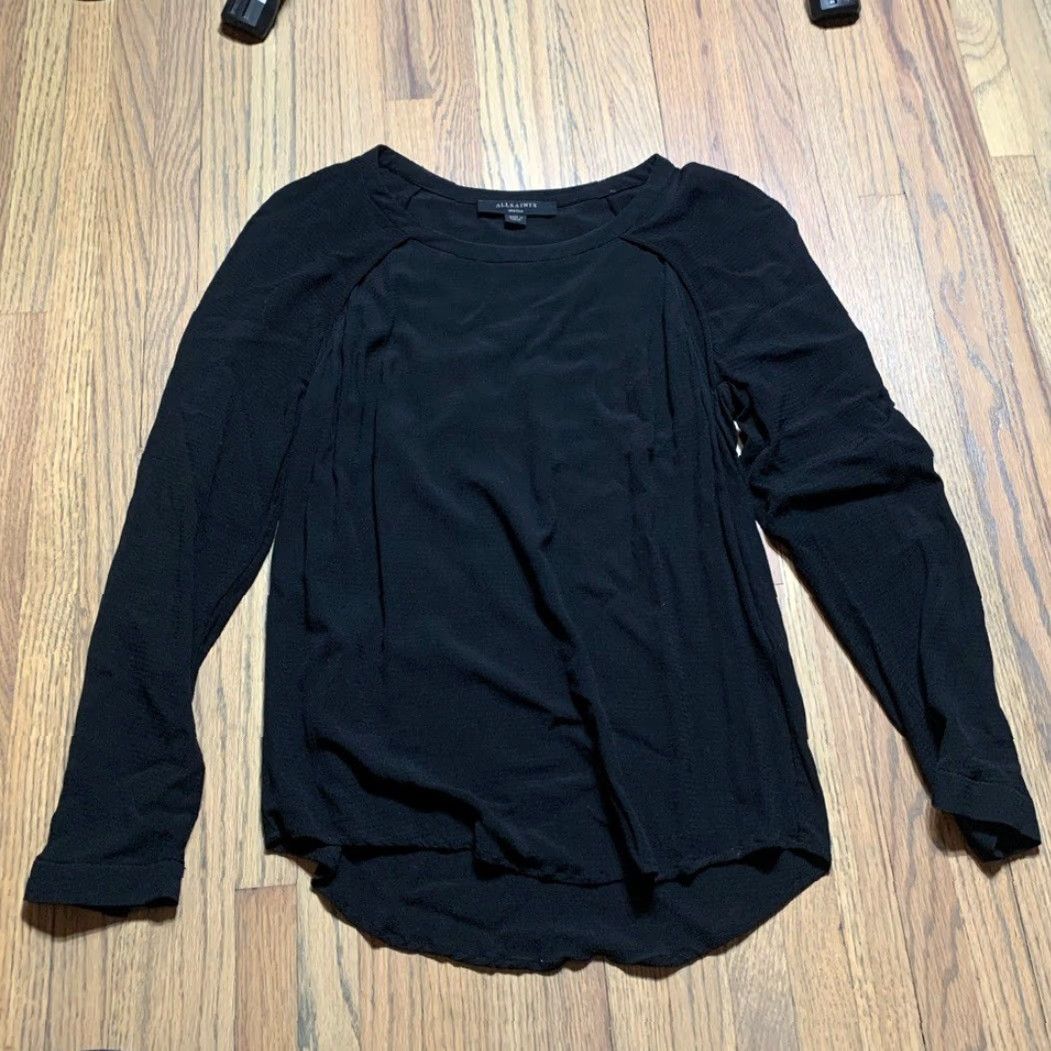 Allsaints All Saints Lucas Vent Long Sleeve Top T-Shirt Women S Black Small Size S / US 4 / IT 40 - 2 Thumbnail