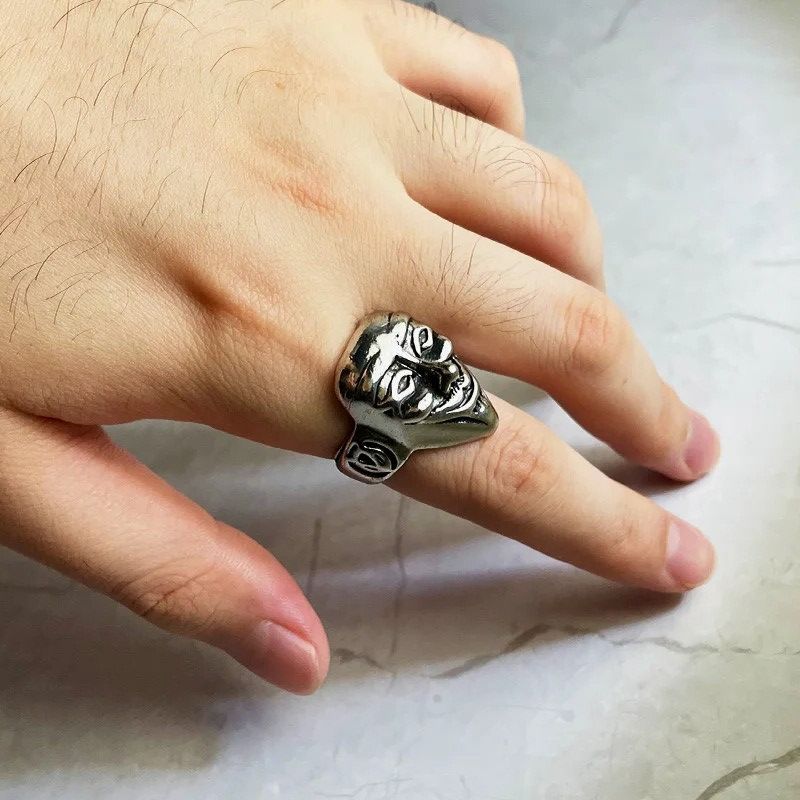 Japanese Brand Retro Anonymous Mask Ring Size ONE SIZE - 2 Thumbnail