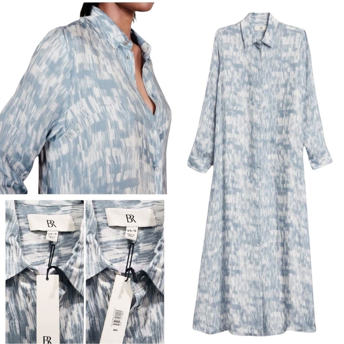 Banana Republic Banana Republic Alani Blue Print Twill Maxi Shirt Dress Size XL / US 12-14 / IT 48-50 - 1 Thumbnail